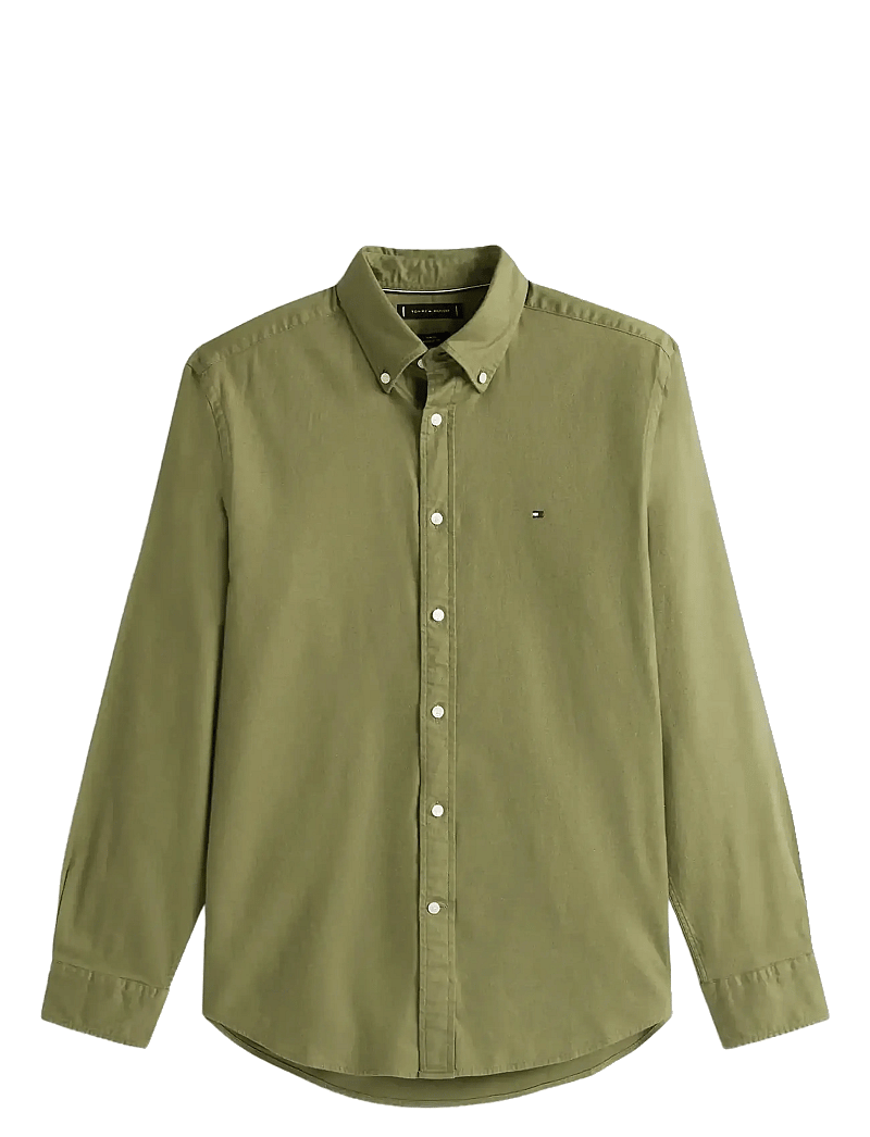 Tommy Hilfiger - FLEX FLANNEL SOLID RF SHIRT - basic skjortor - battle green - 1