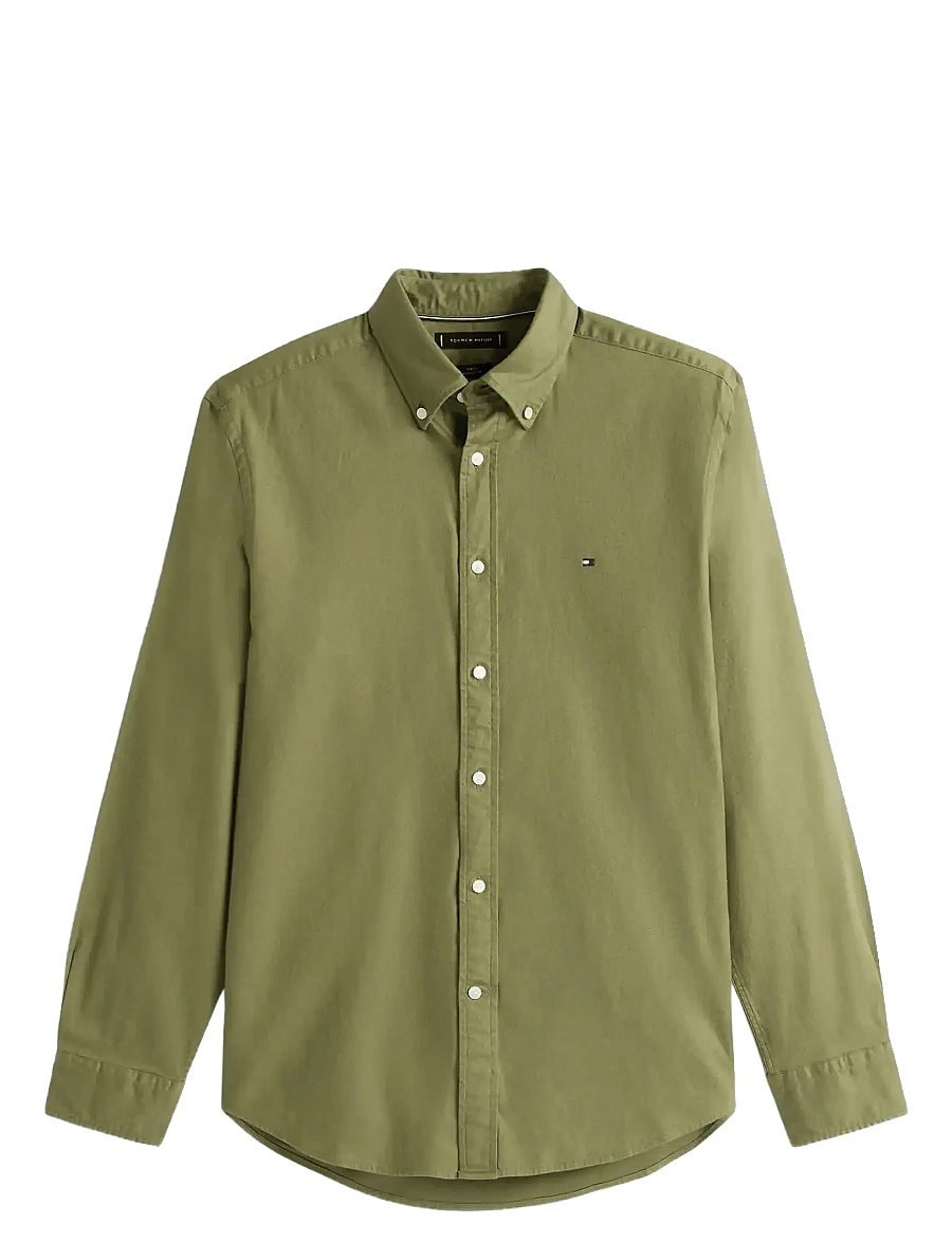 Tommy Hilfiger - FLEX FLANNEL SOLID RF SHIRT - freizeithemden - battle green - 1