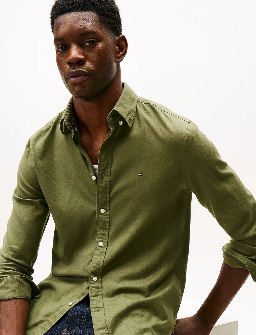 Tommy Hilfiger - FLEX FLANNEL SOLID RF SHIRT - freizeithemden - battle green - 4