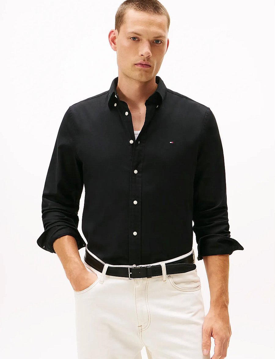 Tommy Hilfiger - FLEX FLANNEL SOLID RF SHIRT - flanell-hemden - black - 0