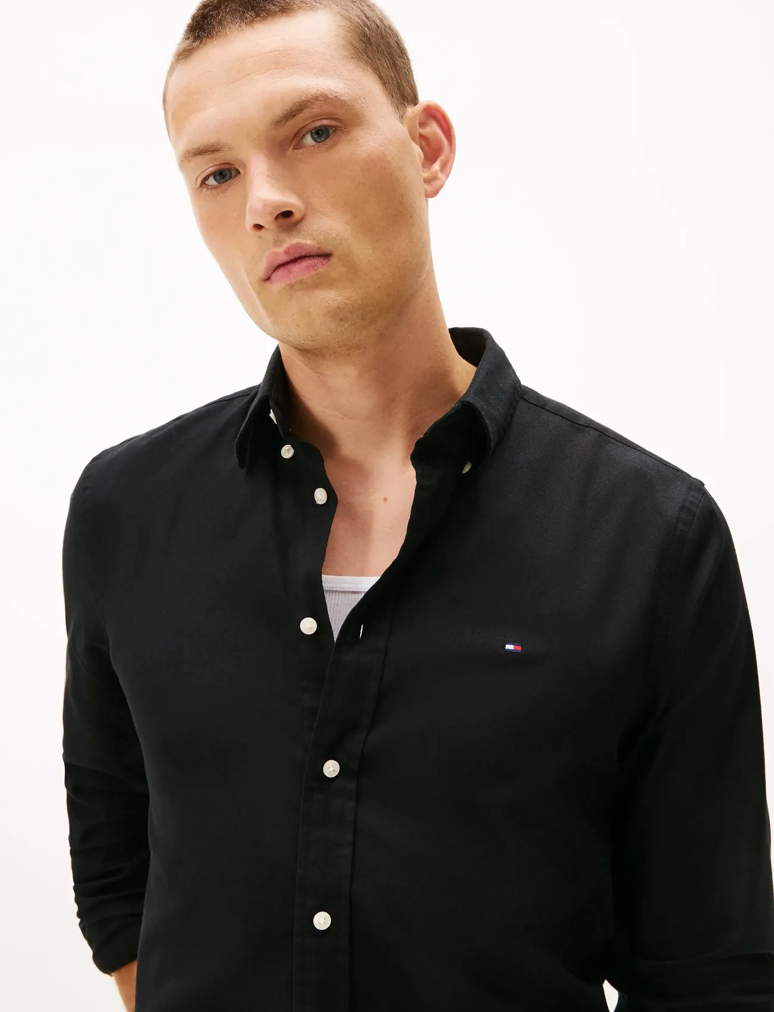 Tommy Hilfiger - FLEX FLANNEL SOLID RF SHIRT - fødselsdagsgaver - black - 4