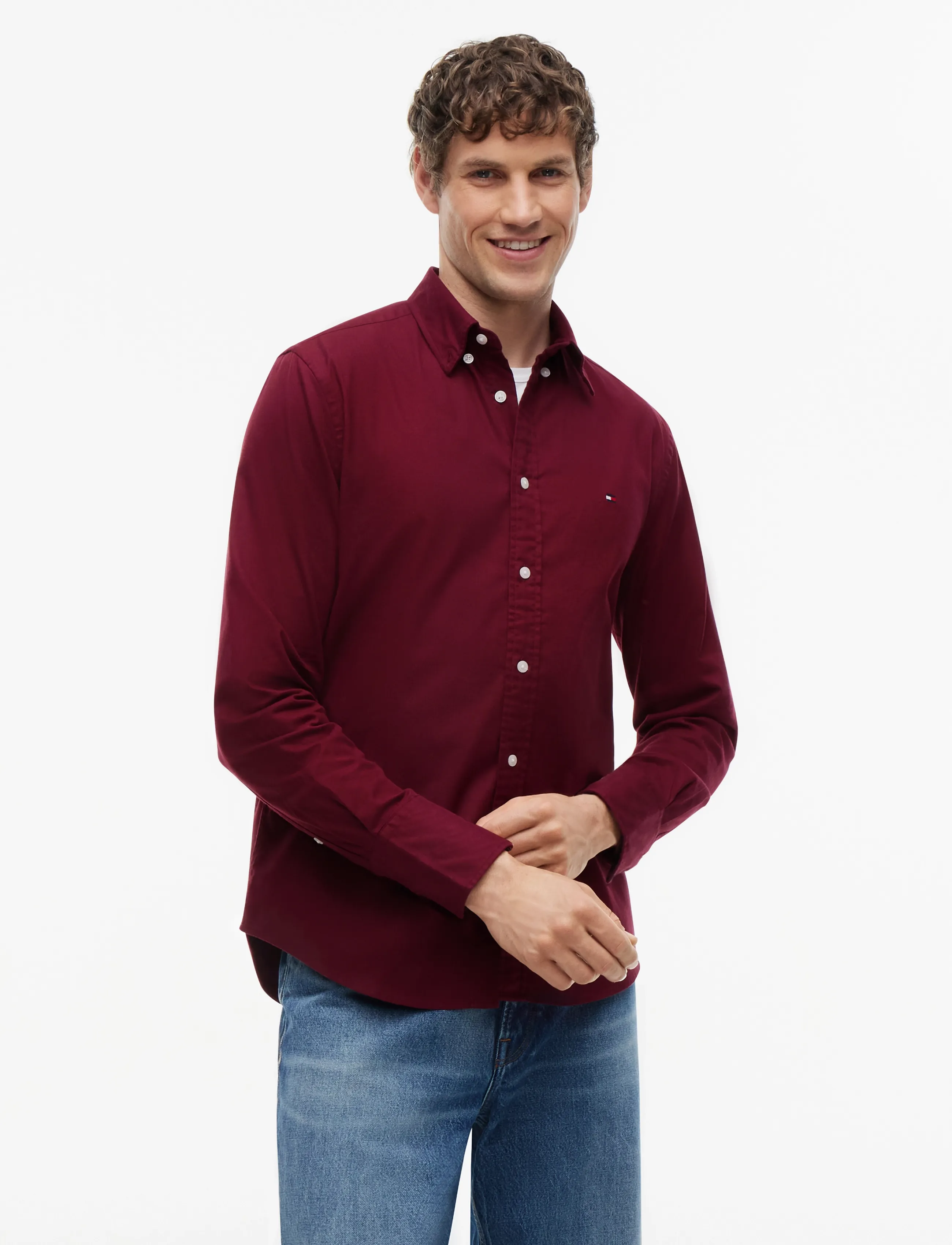 Tommy Hilfiger FLEX FLANNEL SOLID RF SHIRT - Hemden - BURGUNDY / burgundy