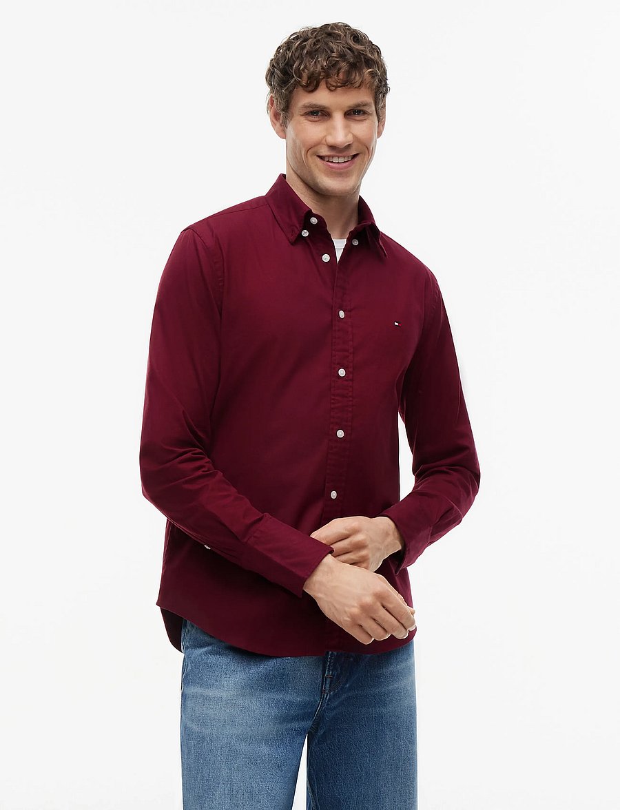 Tommy Hilfiger - FLEX FLANNEL SOLID RF SHIRT - freizeithemden - burgundy - 0