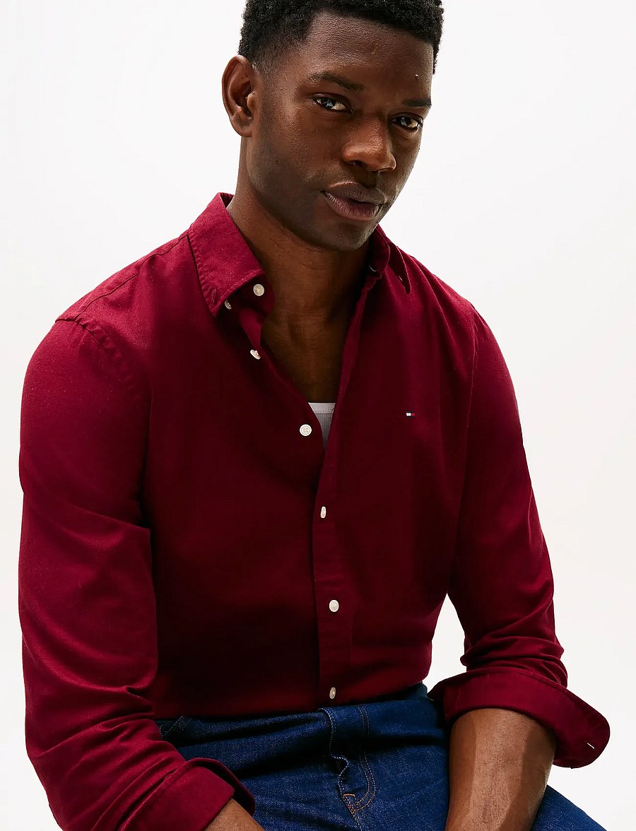 Tommy Hilfiger - FLEX FLANNEL SOLID RF SHIRT - freizeithemden - burgundy - 5