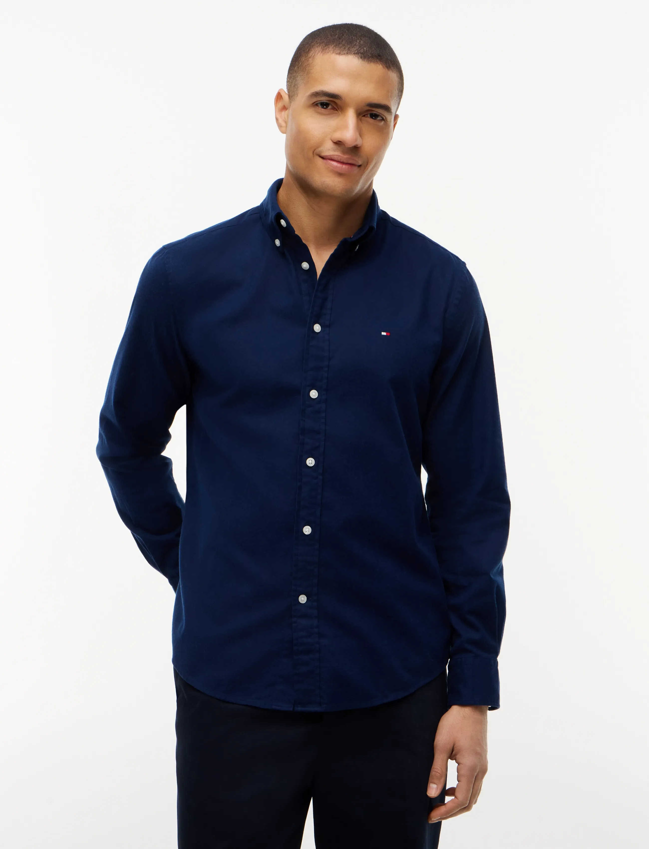 Tommy Hilfiger FLEX FLANNEL SOLID RF SHIRT - Vabaajasärgid - CARBON NAVY / navy