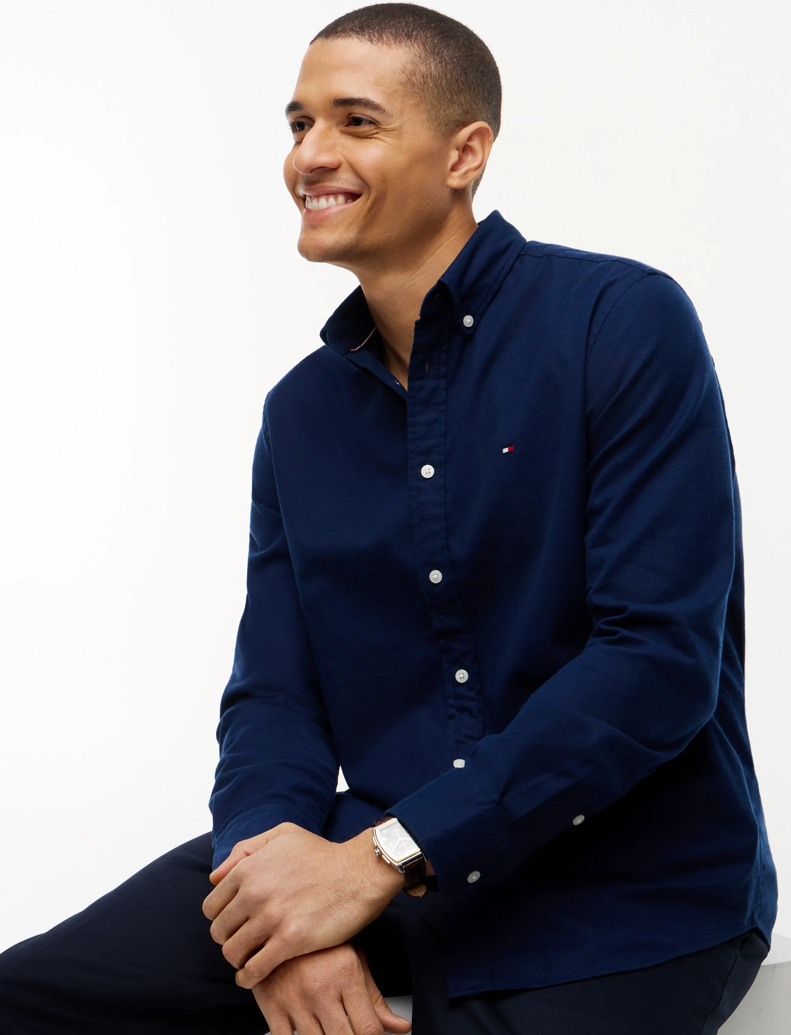 Tommy Hilfiger - FLEX FLANNEL SOLID RF SHIRT - vabaajasärgid - carbon navy - 3