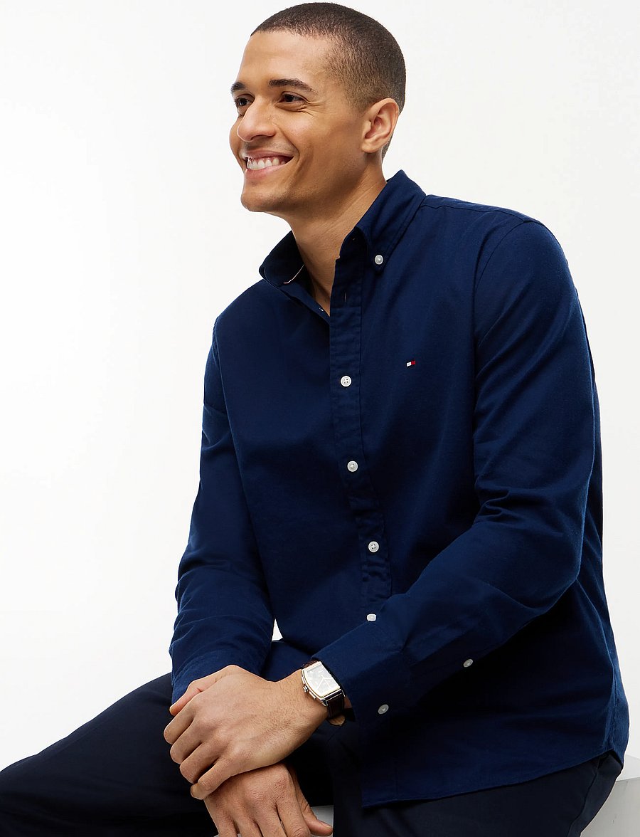 Tommy Hilfiger - FLEX FLANNEL SOLID RF SHIRT - vabaajasärgid - carbon navy - 3