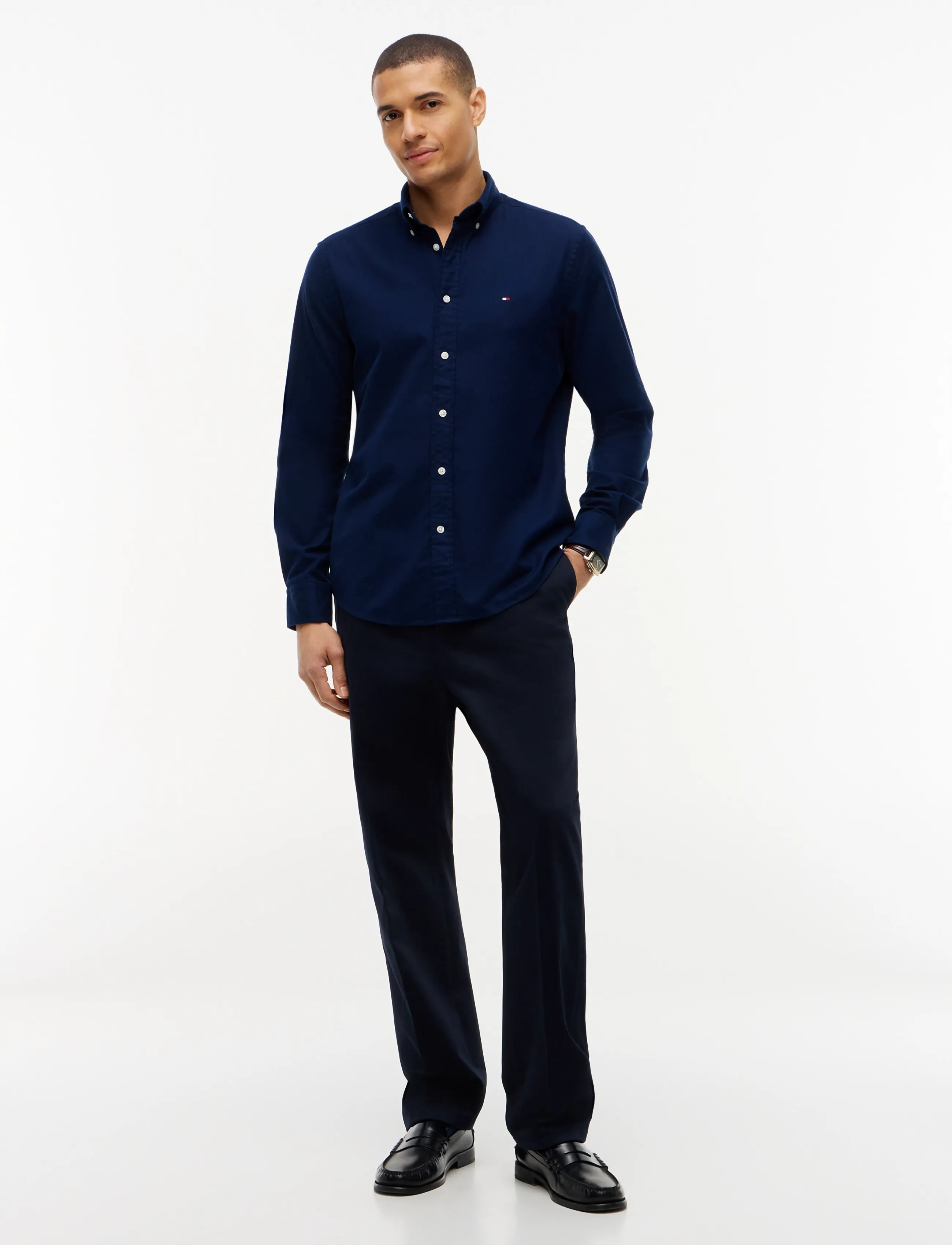 Tommy Hilfiger - FLEX FLANNEL SOLID RF SHIRT - vabaajasärgid - carbon navy - 4