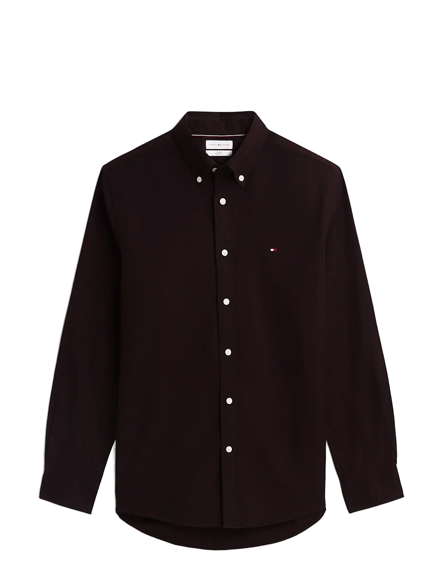 Tommy Hilfiger - FLEX FLANNEL SOLID RF SHIRT - casual skjortor - chocolate - 1