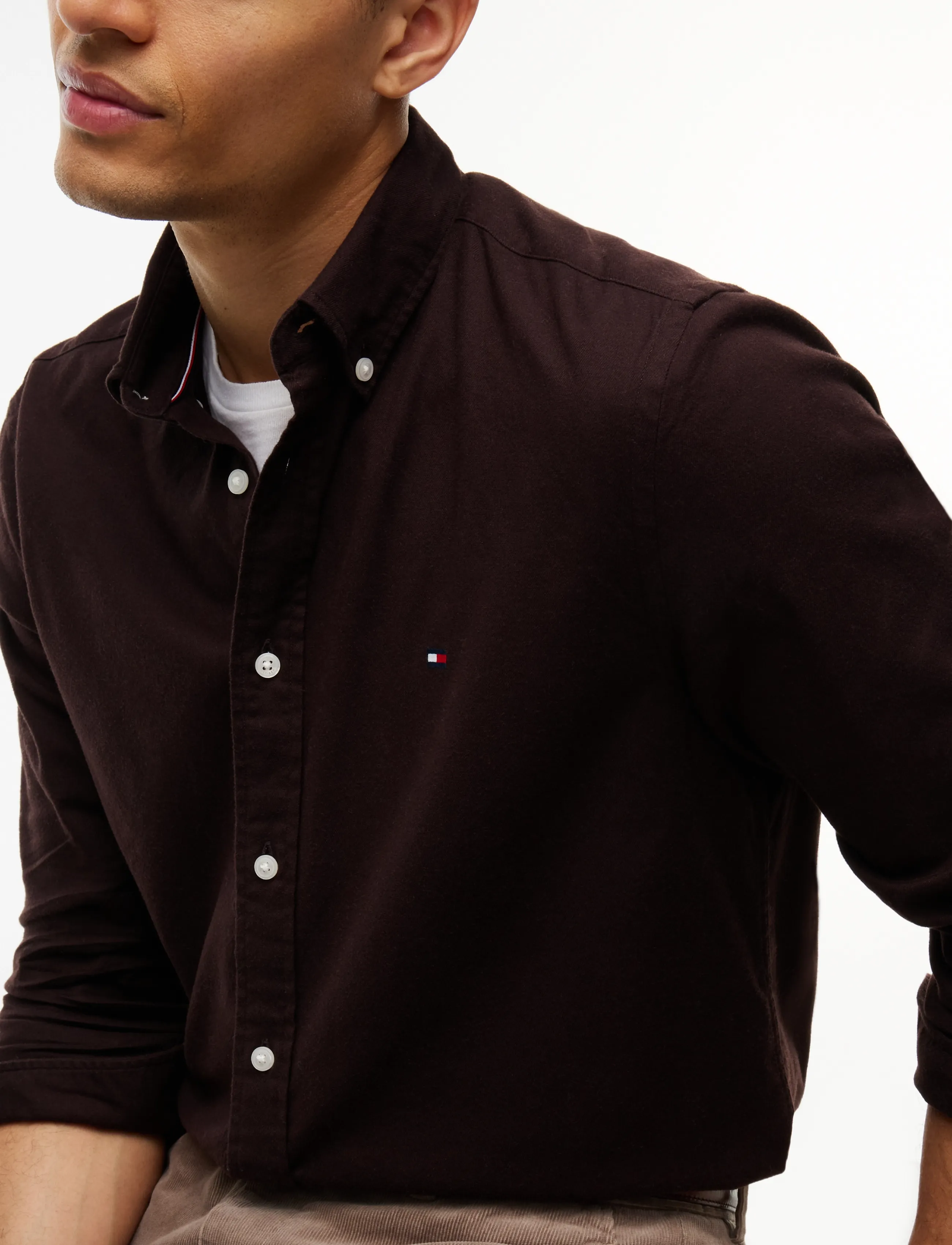 Tommy Hilfiger - FLEX FLANNEL SOLID RF SHIRT - casual skjortor - chocolate - 3