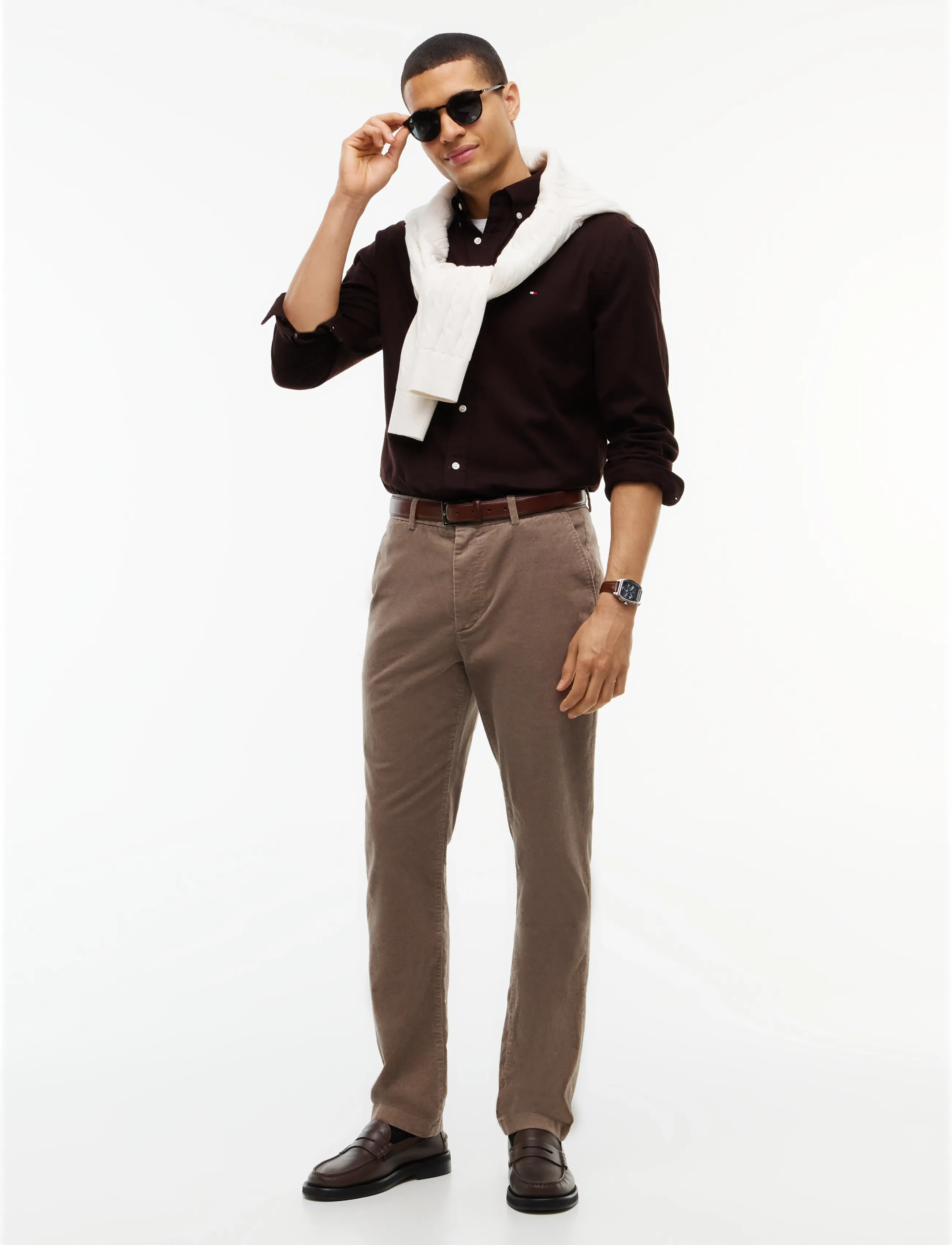 Tommy Hilfiger - FLEX FLANNEL SOLID RF SHIRT - casual skjortor - chocolate - 4