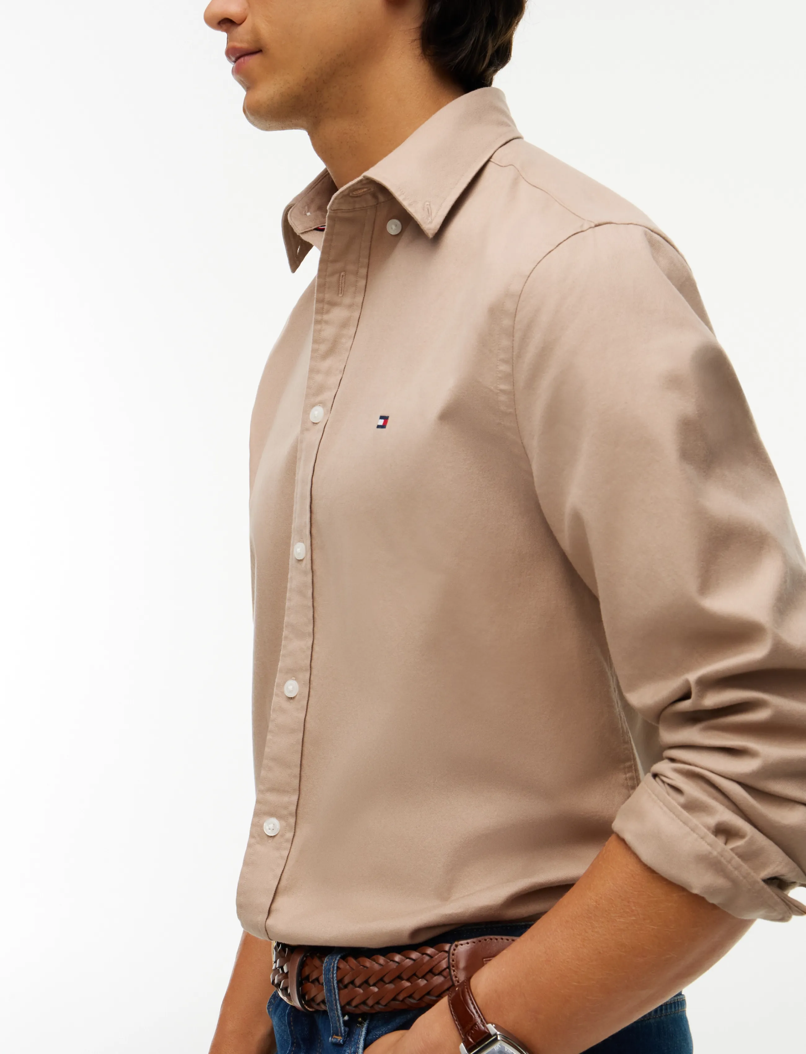 Tommy Hilfiger - FLEX FLANNEL SOLID RF SHIRT - freizeithemden - coastal taupe - 3