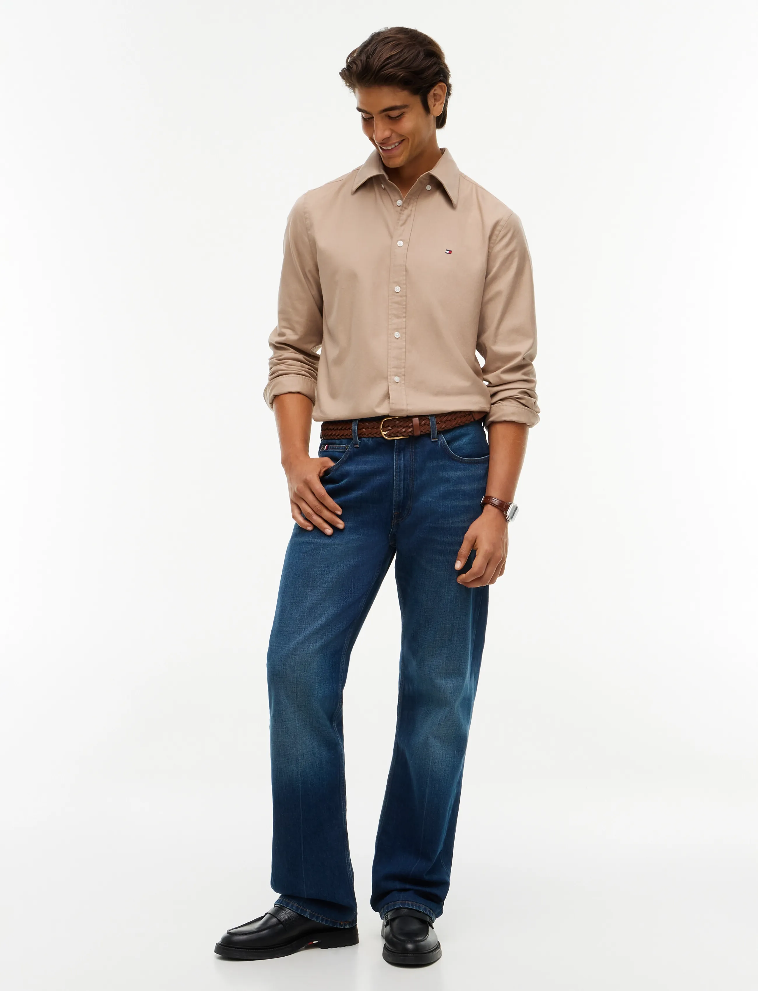 Tommy Hilfiger - FLEX FLANNEL SOLID RF SHIRT - casual skjortor - coastal taupe - 4