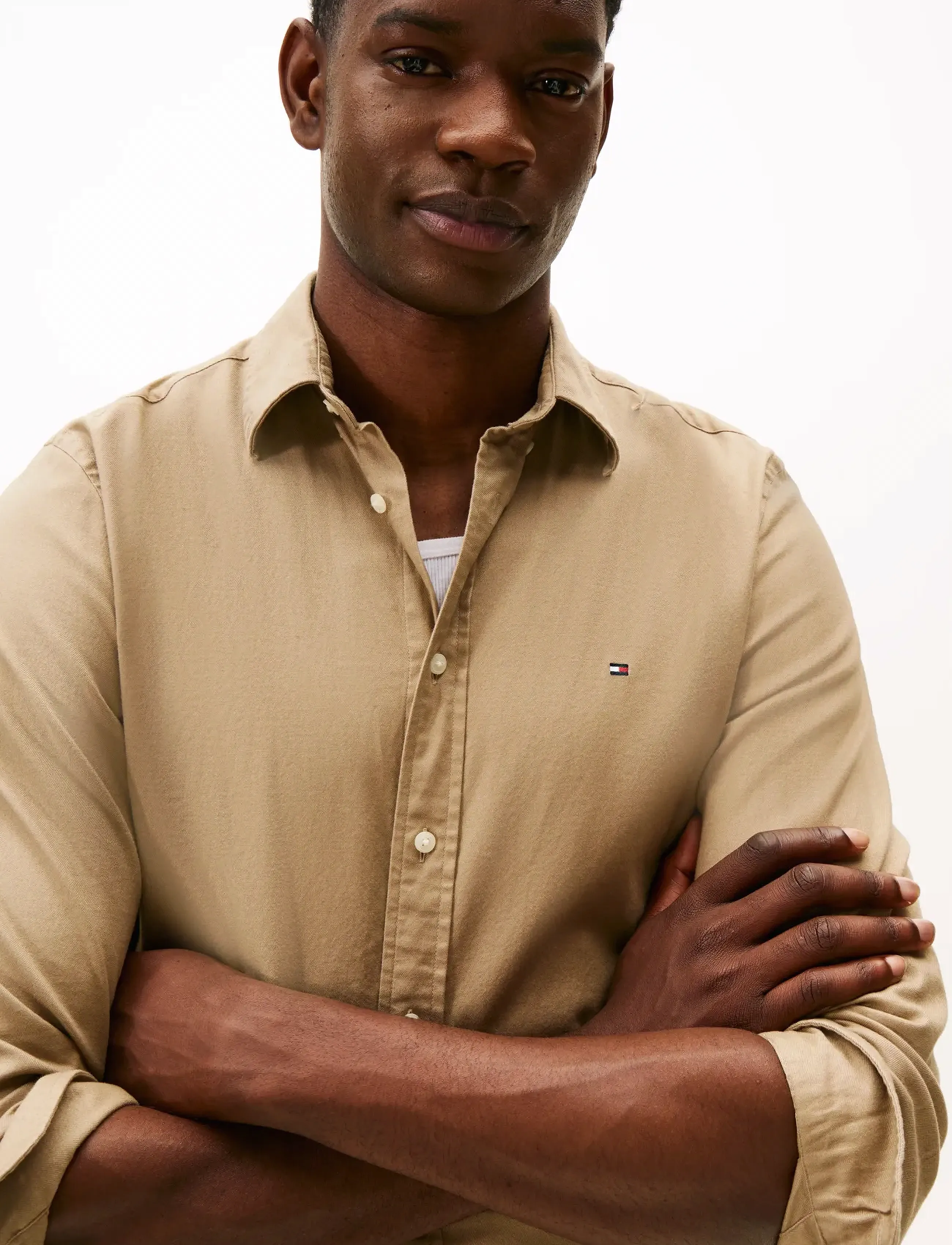 Tommy Hilfiger - FLEX FLANNEL SOLID RF SHIRT - fødselsdagsgaver - coastal taupe - 4