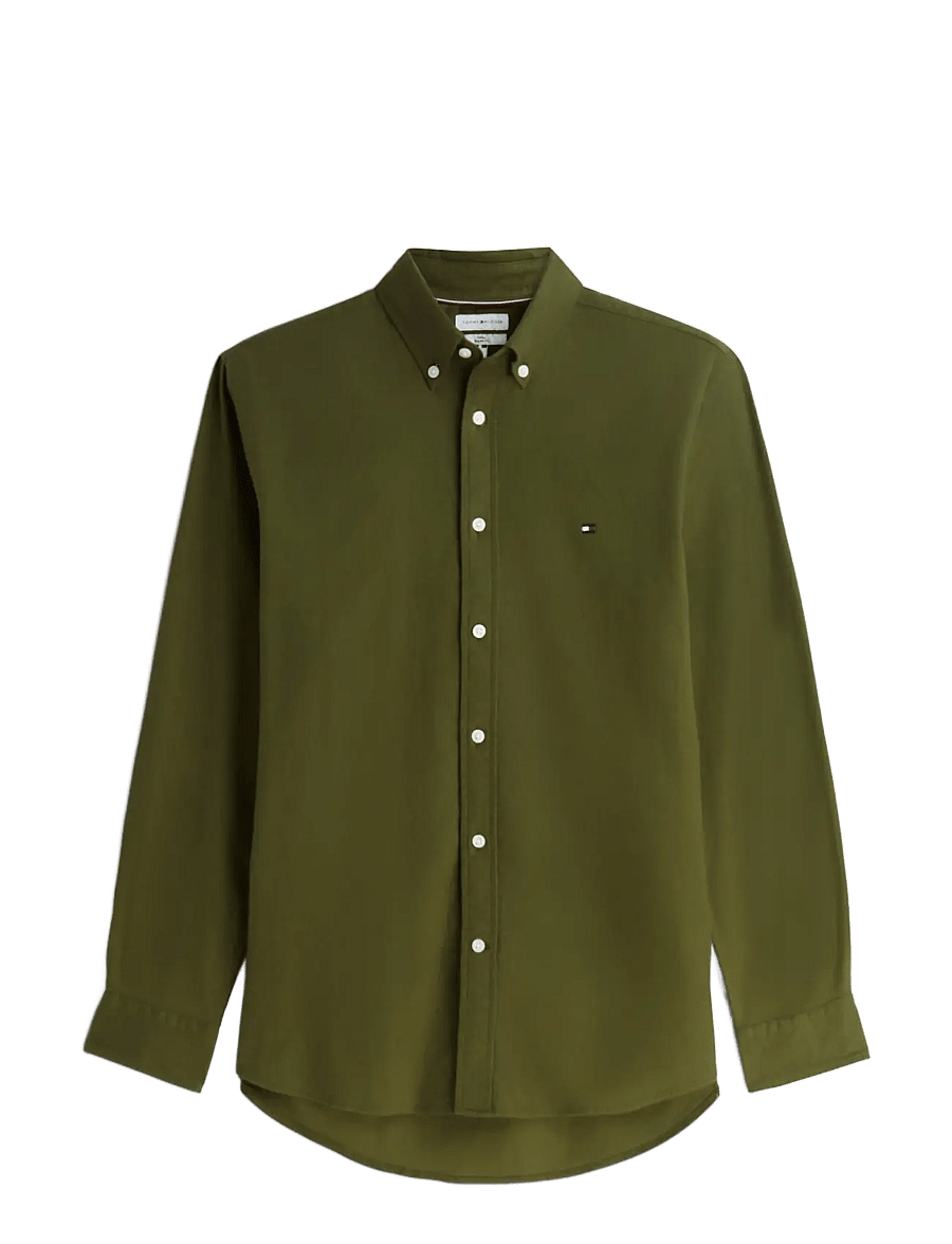 Tommy Hilfiger - FLEX FLANNEL SOLID RF SHIRT - vabaajasärgid - huntsman green - 1