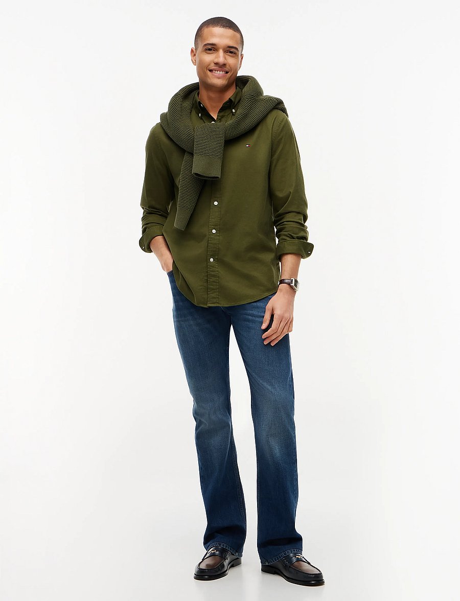 Tommy Hilfiger - FLEX FLANNEL SOLID RF SHIRT - vabaajasärgid - huntsman green - 4