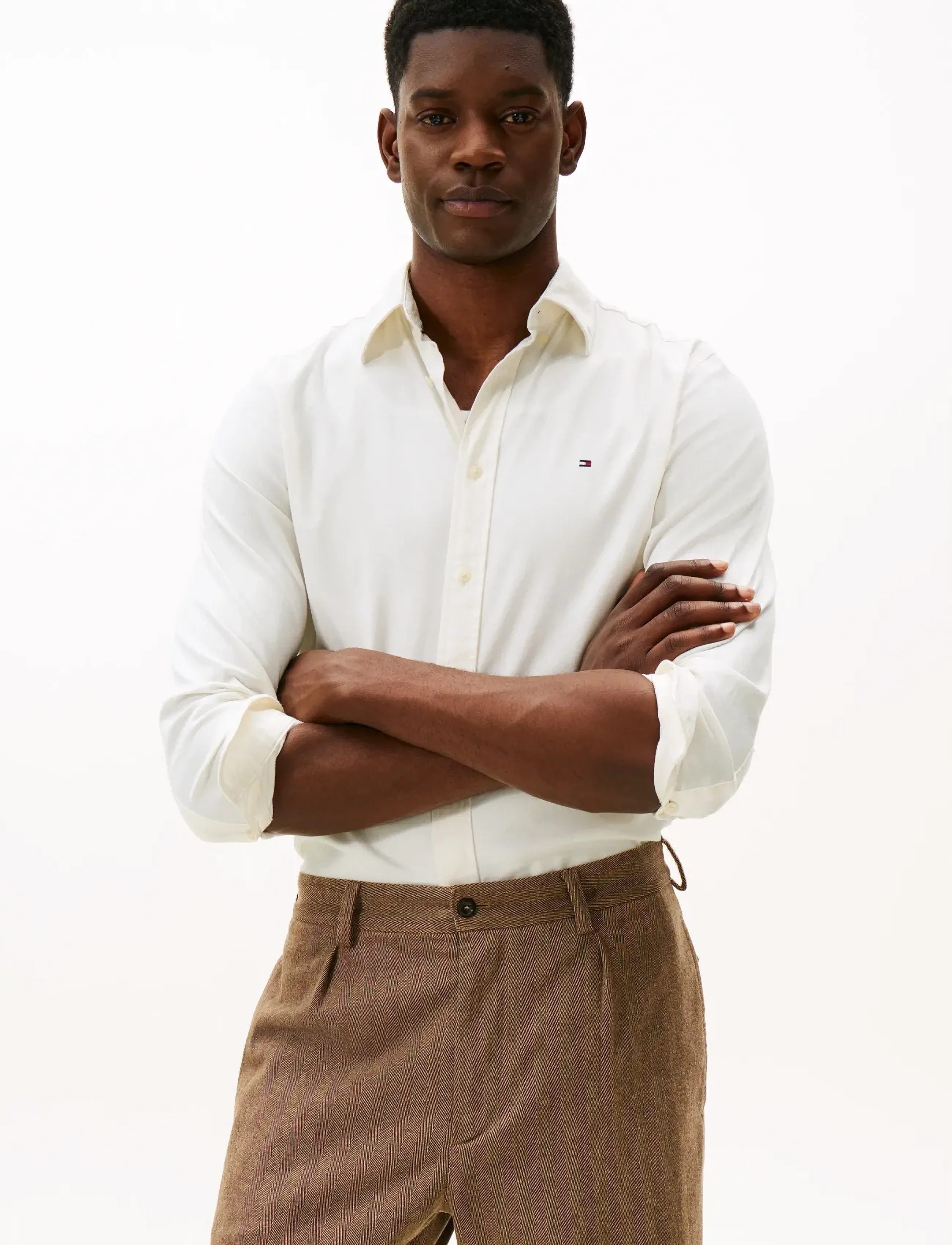 Tommy Hilfiger FLEX FLANNEL SOLID RF SHIRT - Vabaajasärgid - IVORY SILK / white