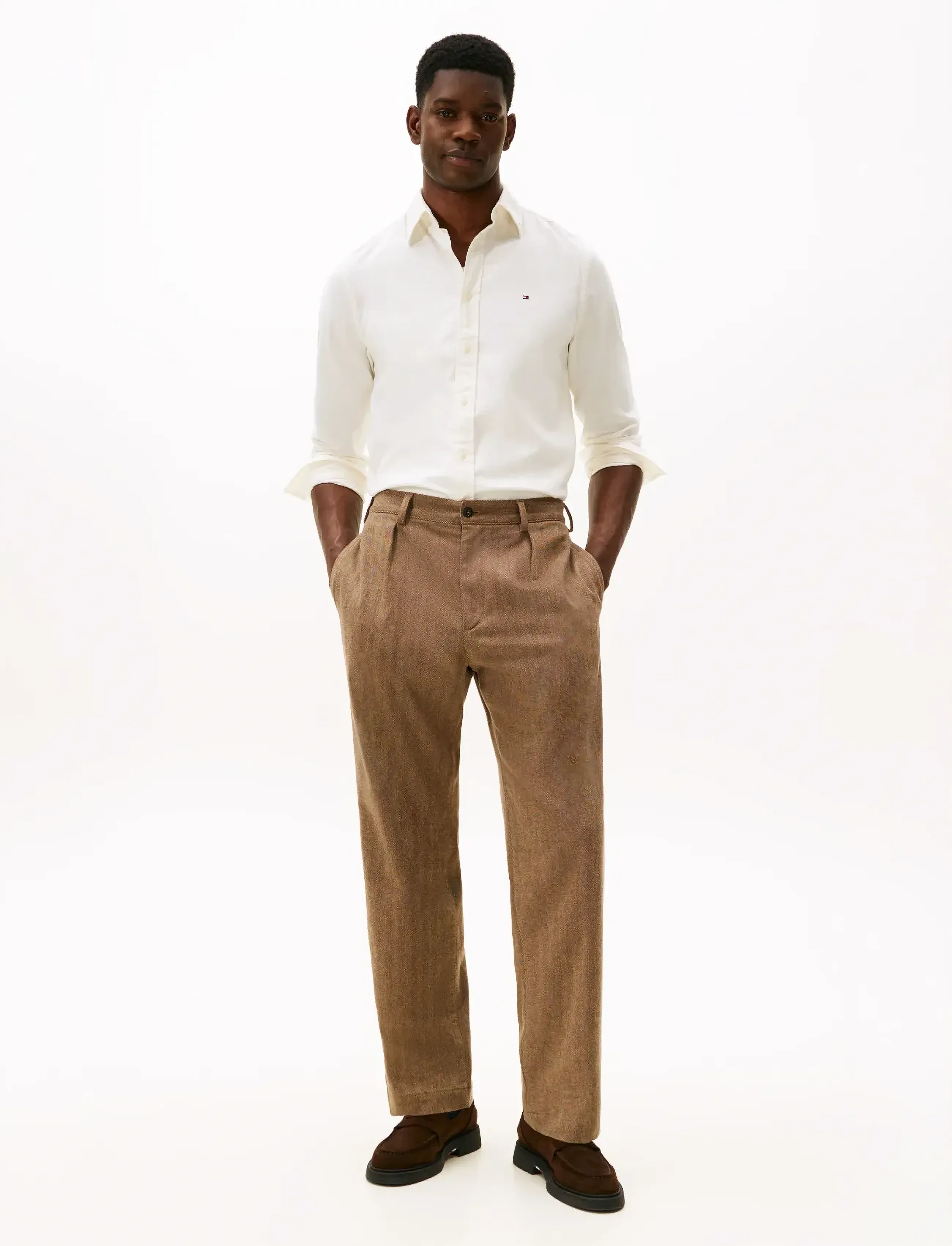Tommy Hilfiger - FLEX FLANNEL SOLID RF SHIRT - vabaajasärgid - ivory silk - 2