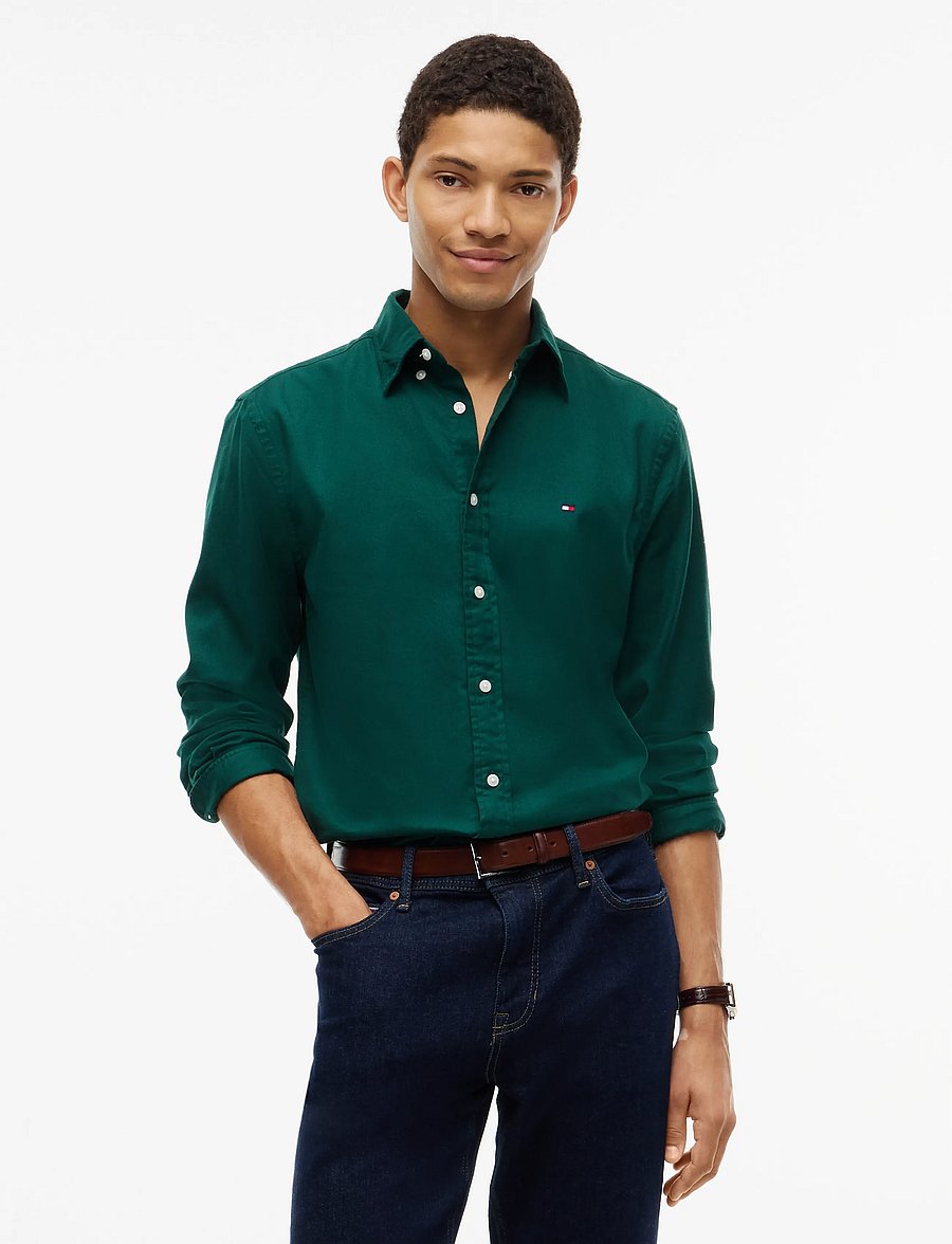 Tommy Hilfiger - FLEX FLANNEL SOLID RF SHIRT - freizeithemden - ornamental green - 0