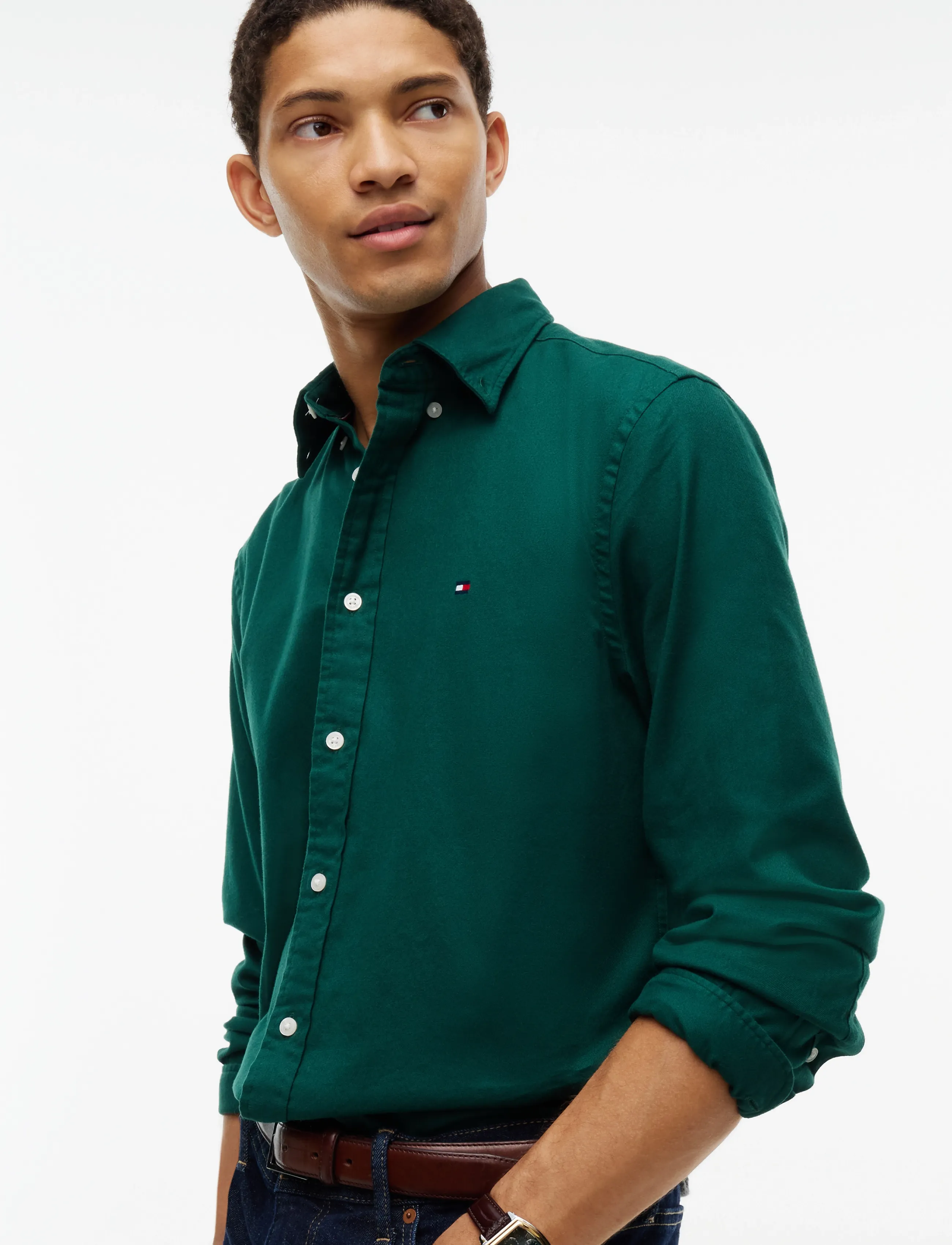 Tommy Hilfiger - FLEX FLANNEL SOLID RF SHIRT - freizeithemden - ornamental green - 3