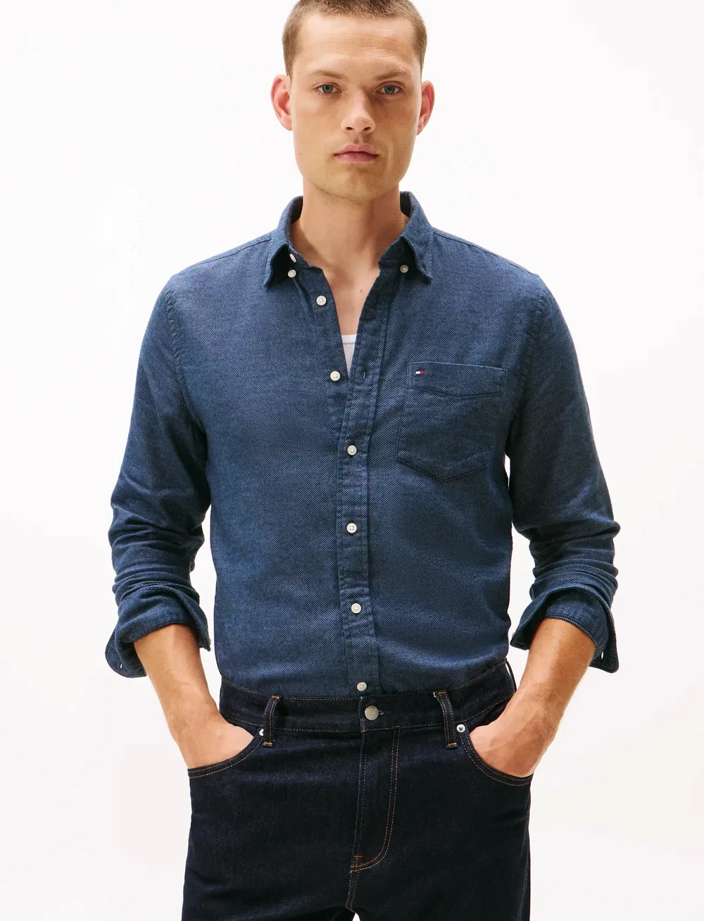 Tommy Hilfiger - FLANNEL DOBBY RF SHIRT - flanellsärgid - brisk blue heather - 0