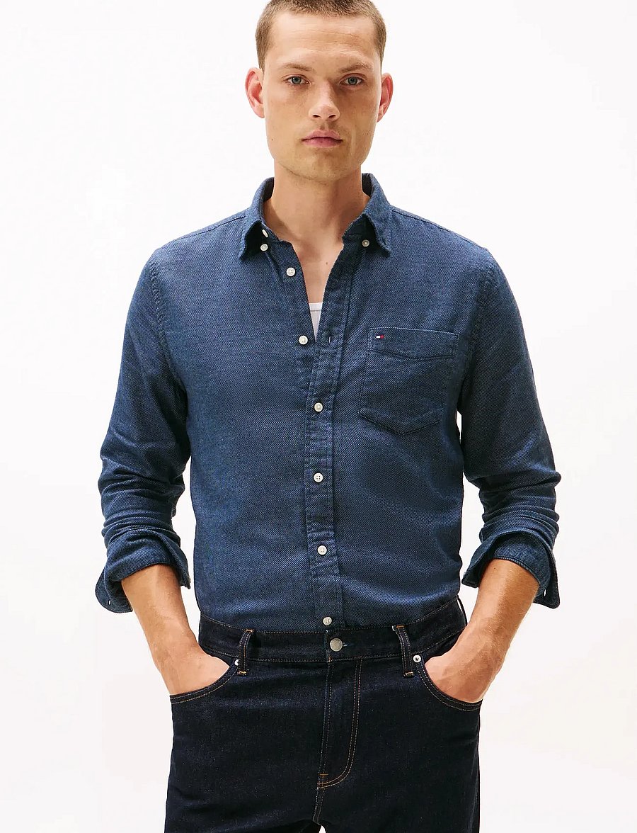 Tommy Hilfiger - FLANNEL DOBBY RF SHIRT - casual hemden - brisk blue heather - 0