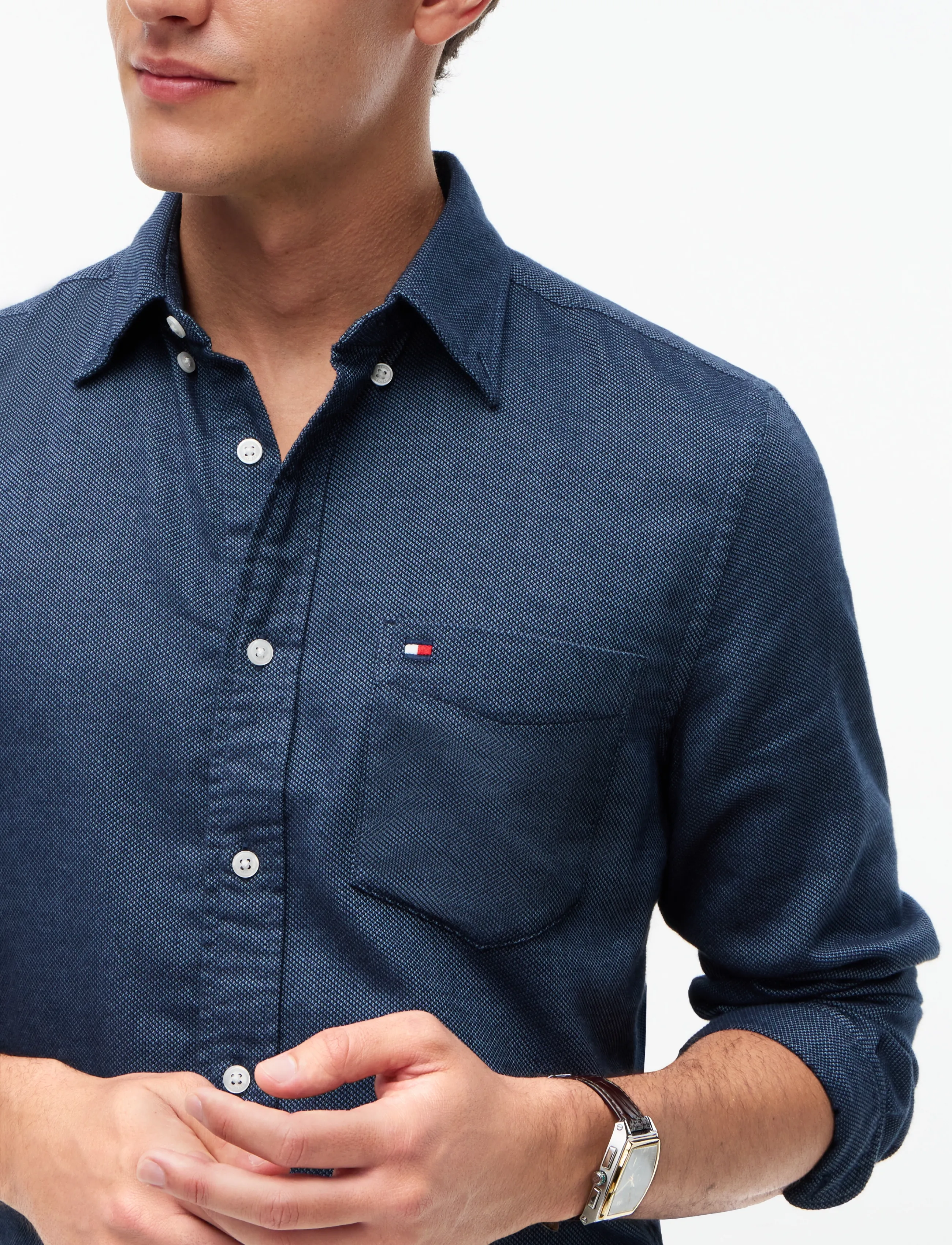 Tommy Hilfiger - FLANNEL DOBBY RF SHIRT - flanellskjortor - brisk blue heather - 3