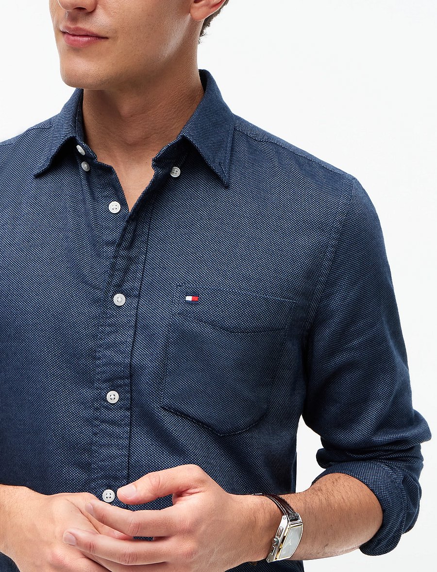 Tommy Hilfiger - FLANNEL DOBBY RF SHIRT - flanellskjortor - brisk blue heather - 3