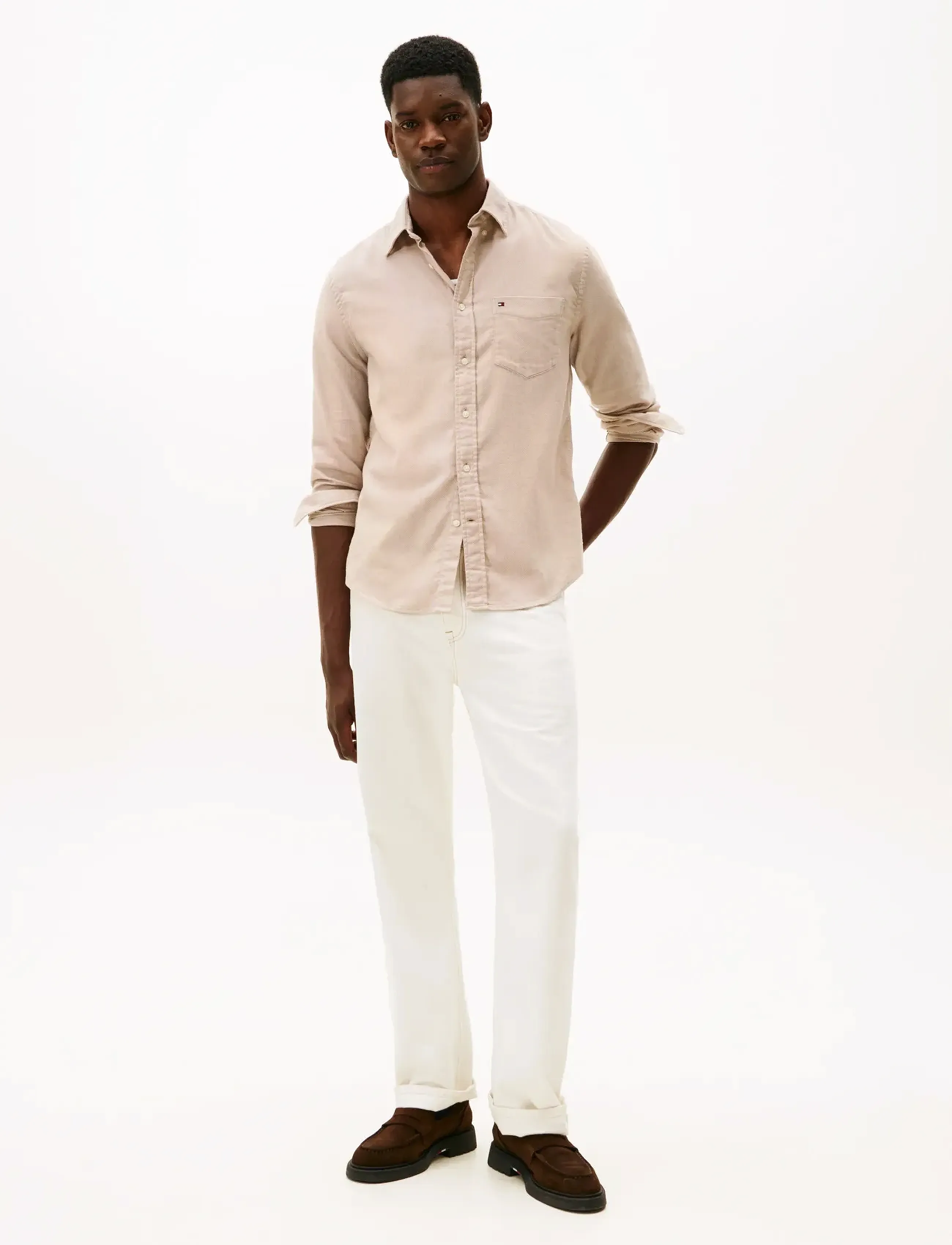 Tommy Hilfiger - FLANNEL DOBBY RF SHIRT - flanell-hemden - coastal taupe - 2
