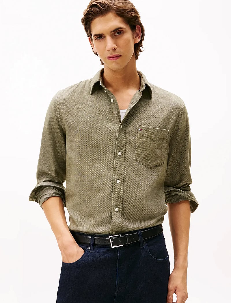 Tommy Hilfiger - FLANNEL DOBBY RF SHIRT - tavalised t-särgid - huntsman green - 0