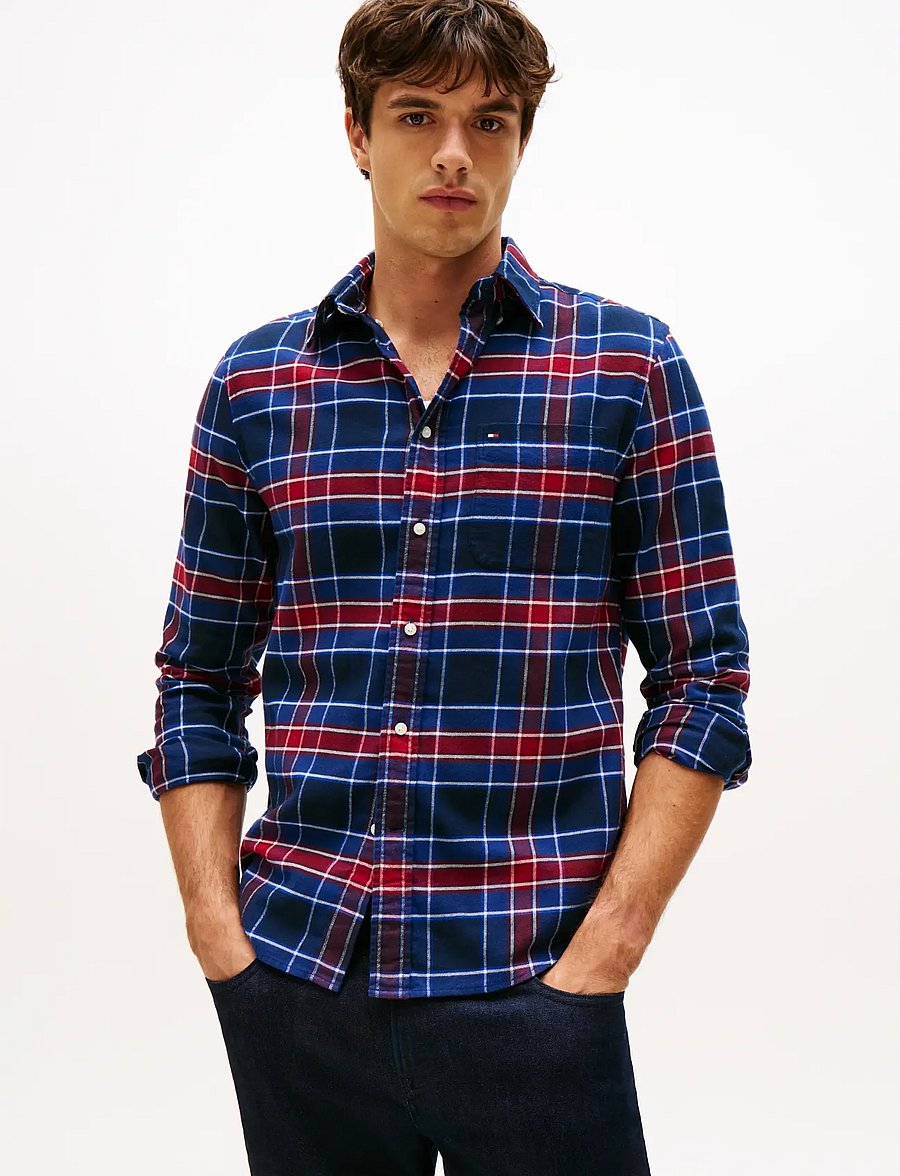Tommy Hilfiger - HERO FLANNEL TARTN CHCK RF SHIRT - karierte hemden - preppy navy check - 0