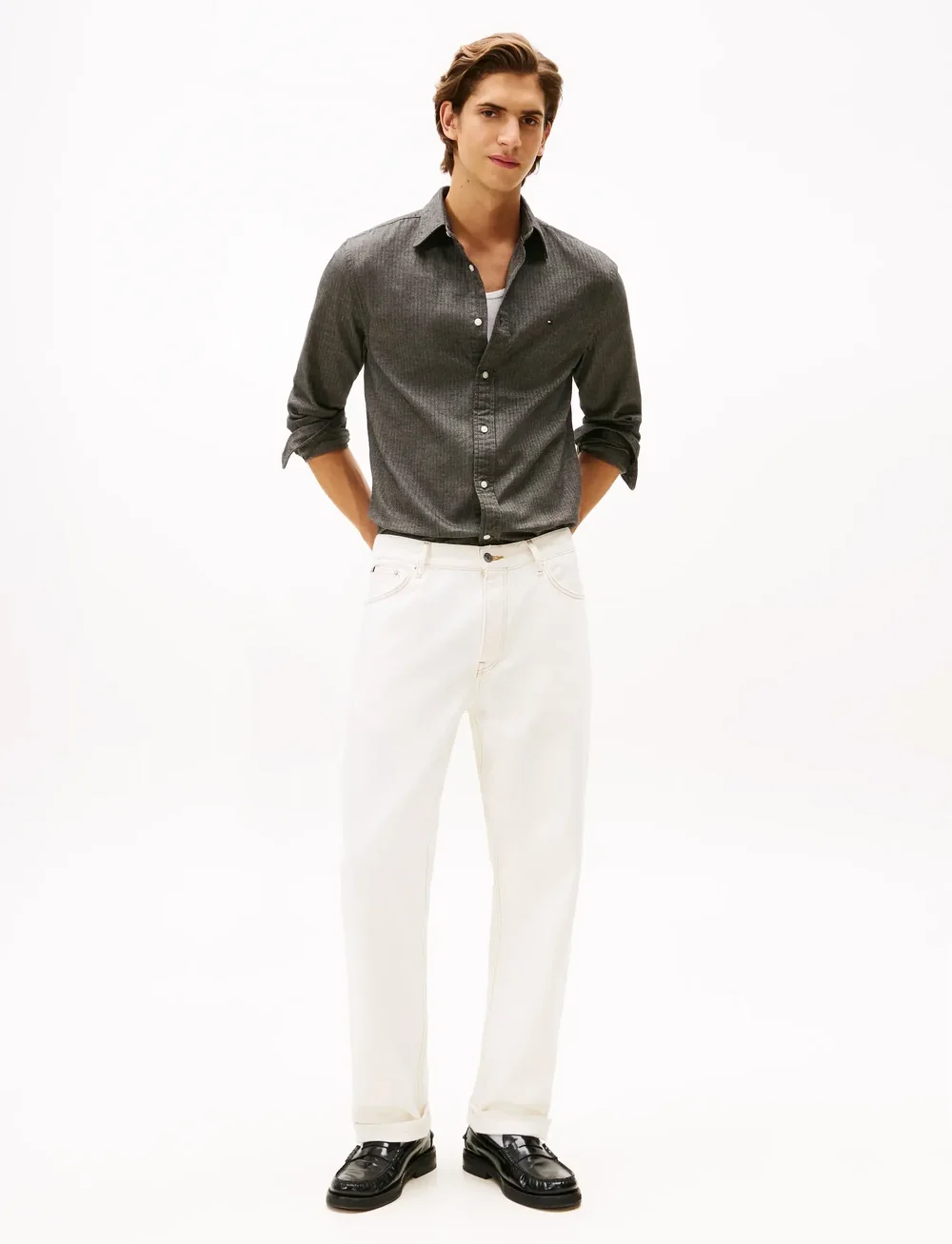 Tommy Hilfiger - FLANNEL HERRINGBONE SHIRT - flanellsärgid - hydrogen grey - 2