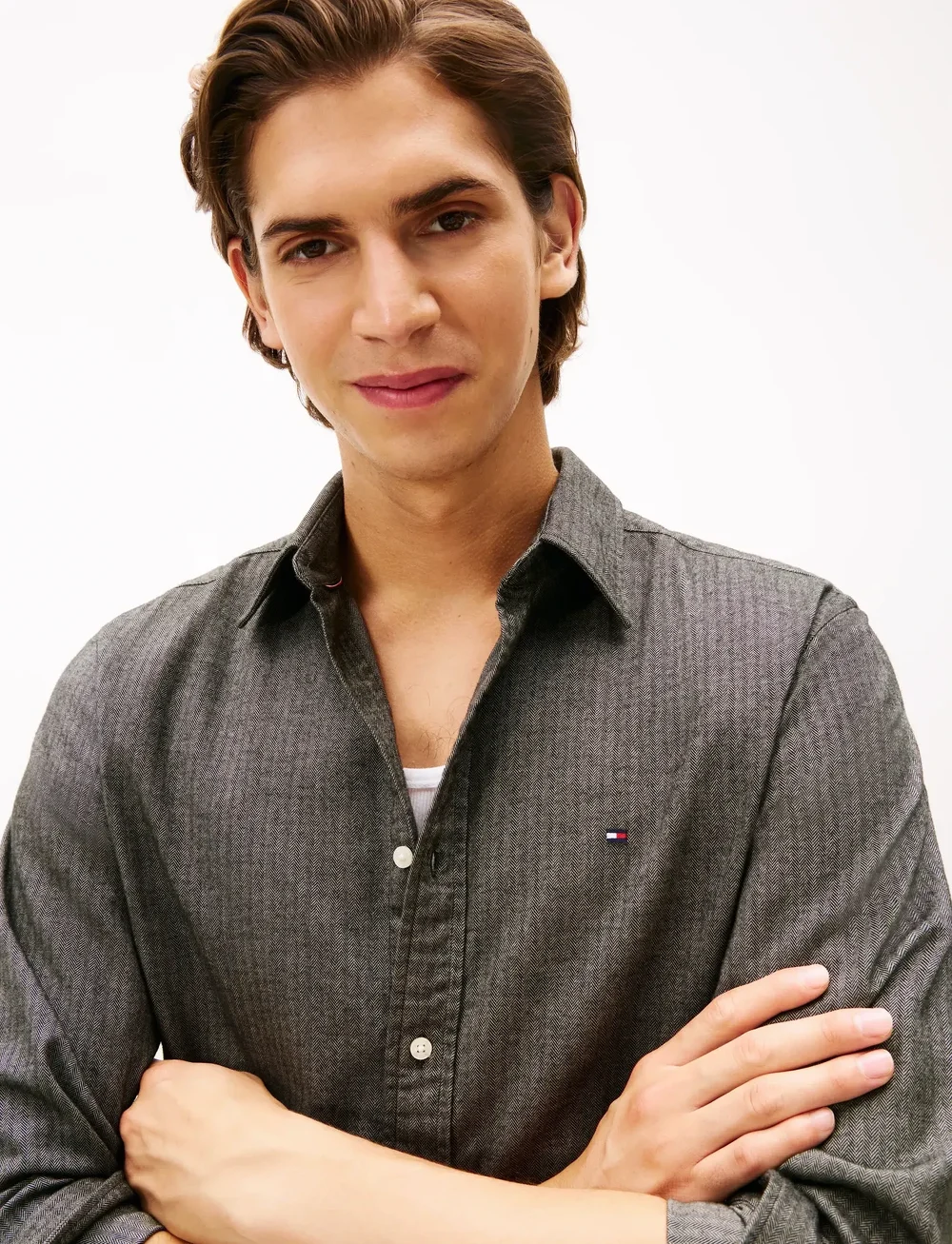 Tommy Hilfiger - FLANNEL HERRINGBONE SHIRT - flanellsärgid - hydrogen grey - 4