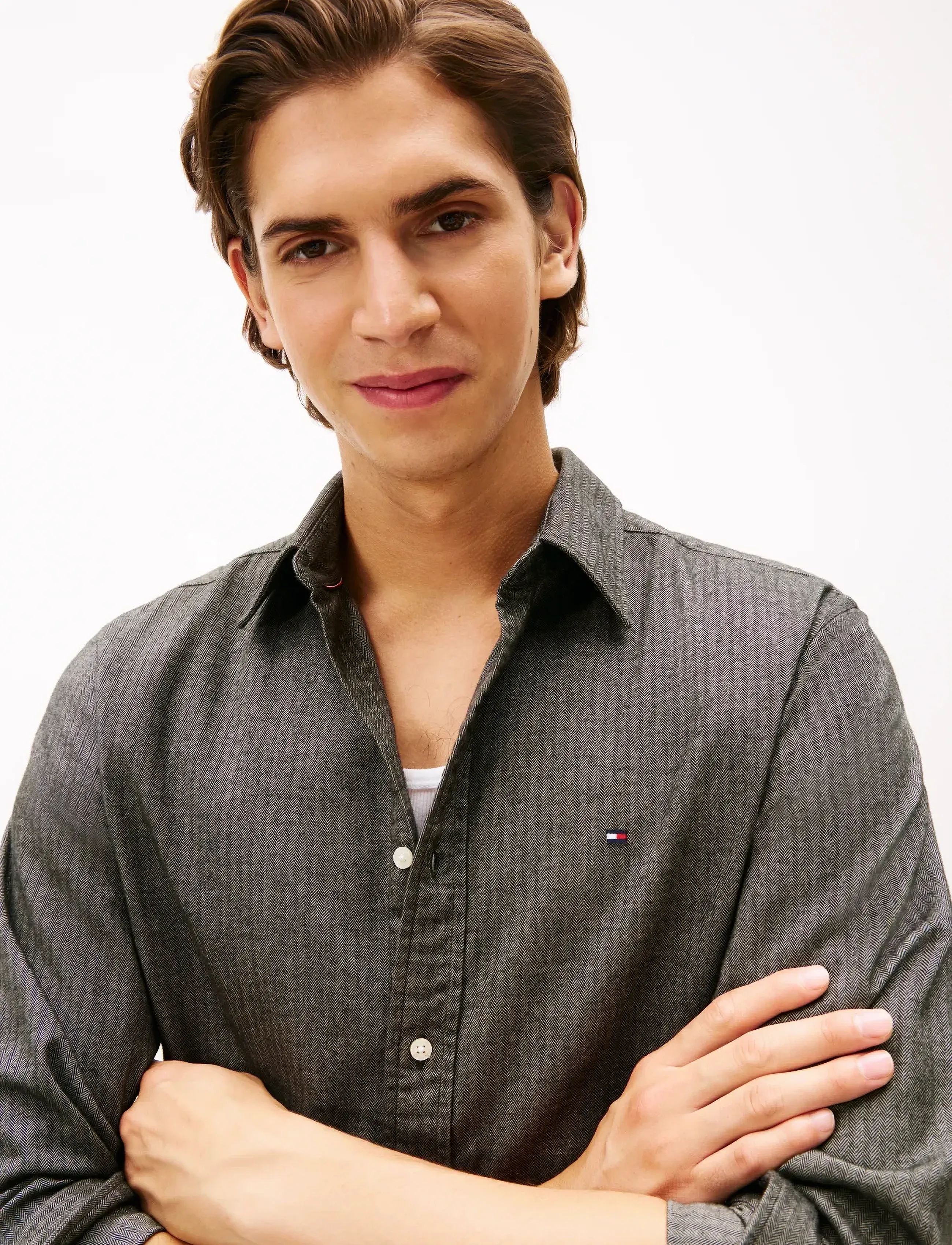 Tommy Hilfiger - FLANNEL HERRINGBONE SHIRT - hydrogen grey - 4