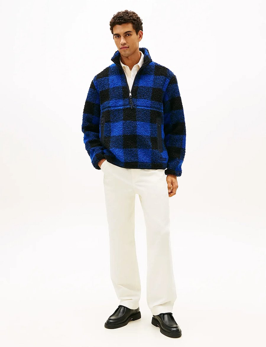 Tommy Hilfiger - TEDDY FLEECE CHECK PULL OVER - teddy peysur - wedge blue / black - 3