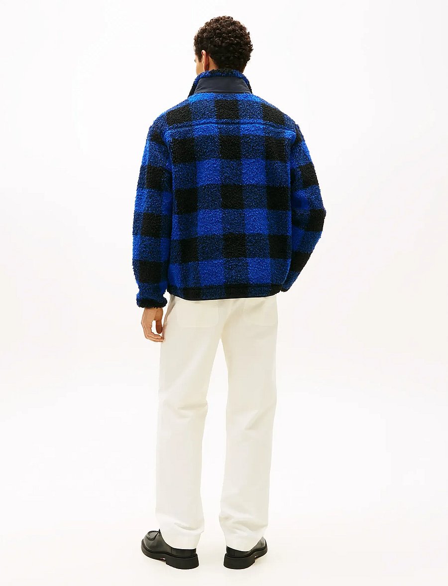 Tommy Hilfiger - TEDDY FLEECE CHECK PULL OVER - teddy peysur - wedge blue / black - 4