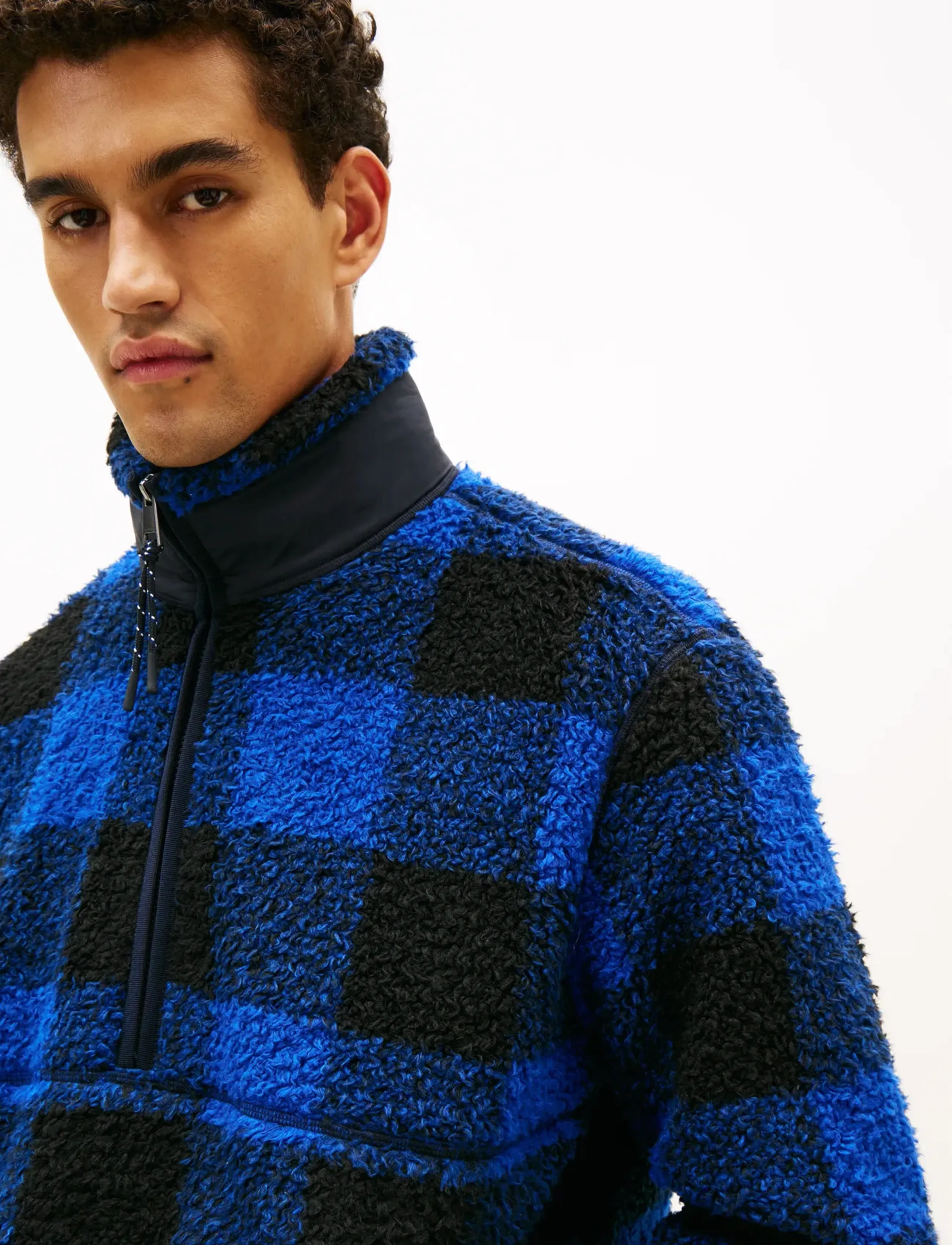 Tommy Hilfiger - TEDDY FLEECE CHECK PULL OVER - sweatshirts - wedge blue / black - 5