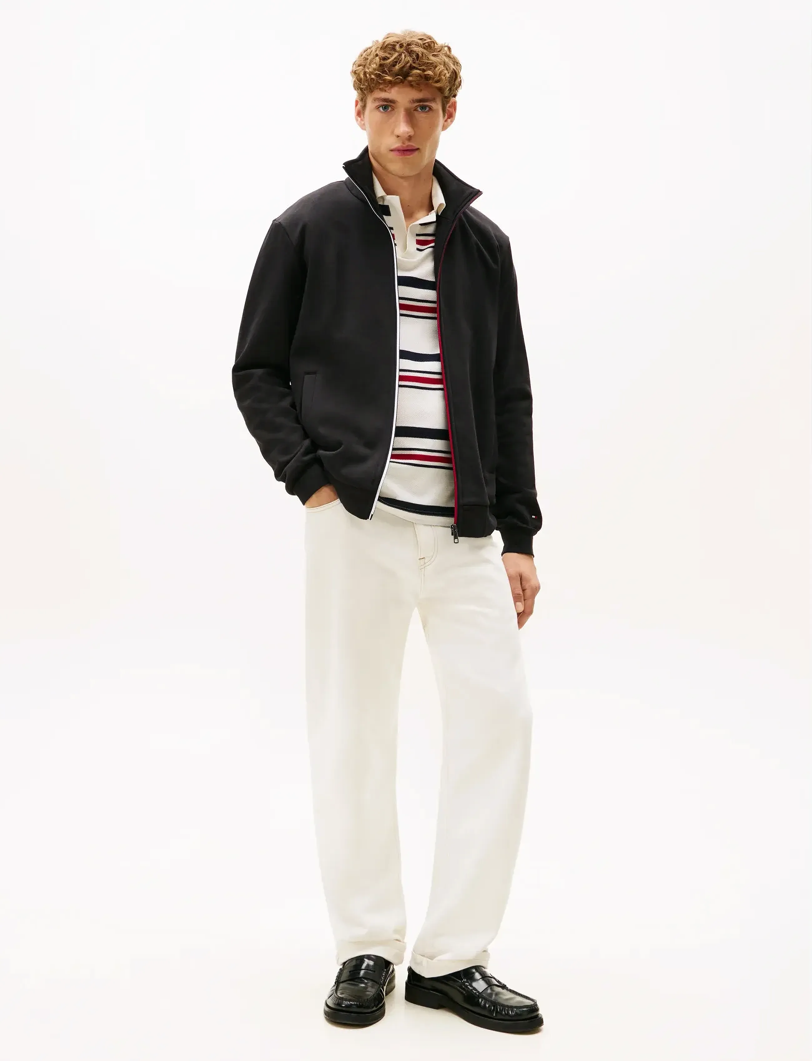 Tommy Hilfiger - GLOBAL STRIPE ZIP THROUGH - bluzy - black - 3