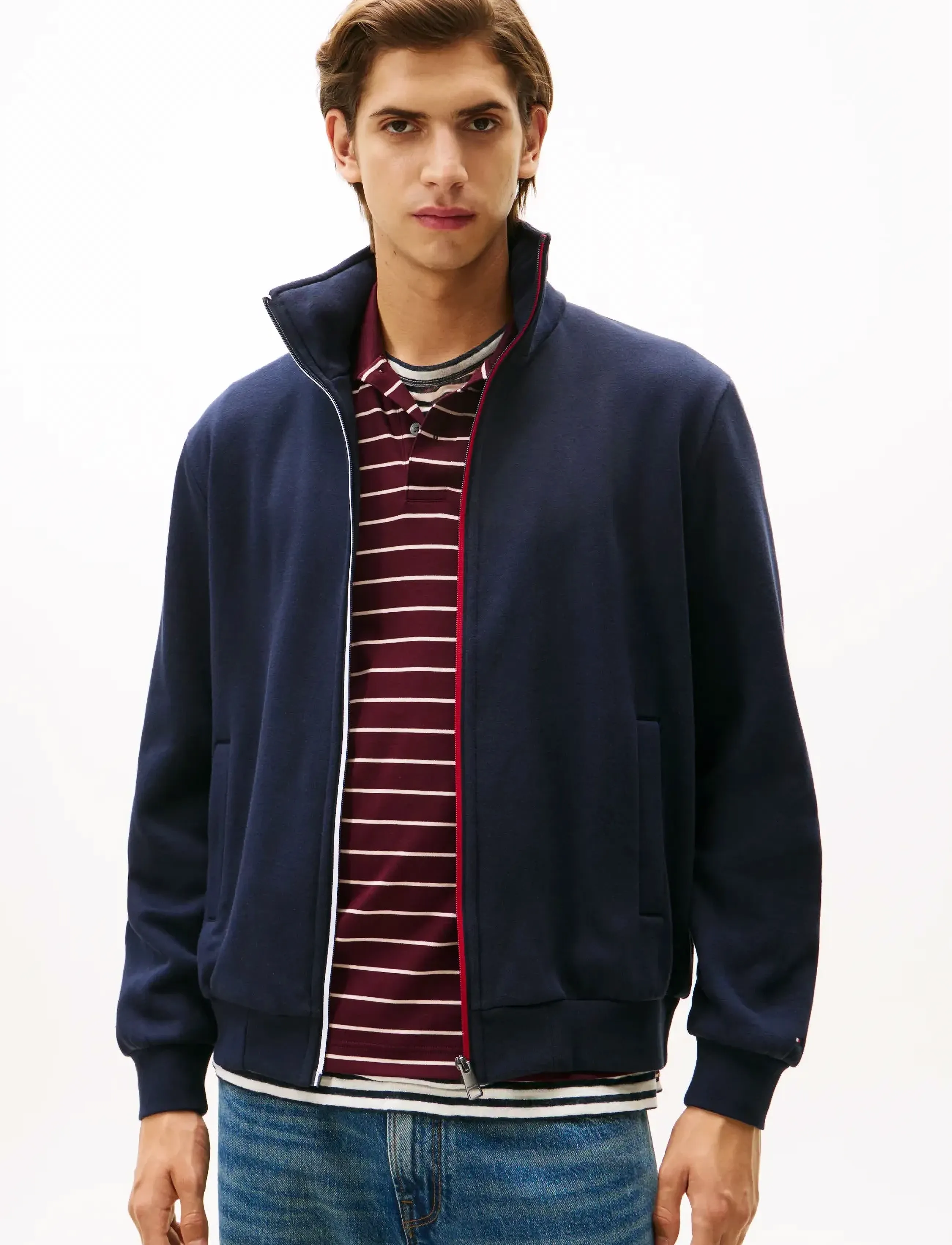 Tommy Hilfiger GLOBAL STRIPE ZIP THROUGH - Sweatshirts - DESERT SKY / navy