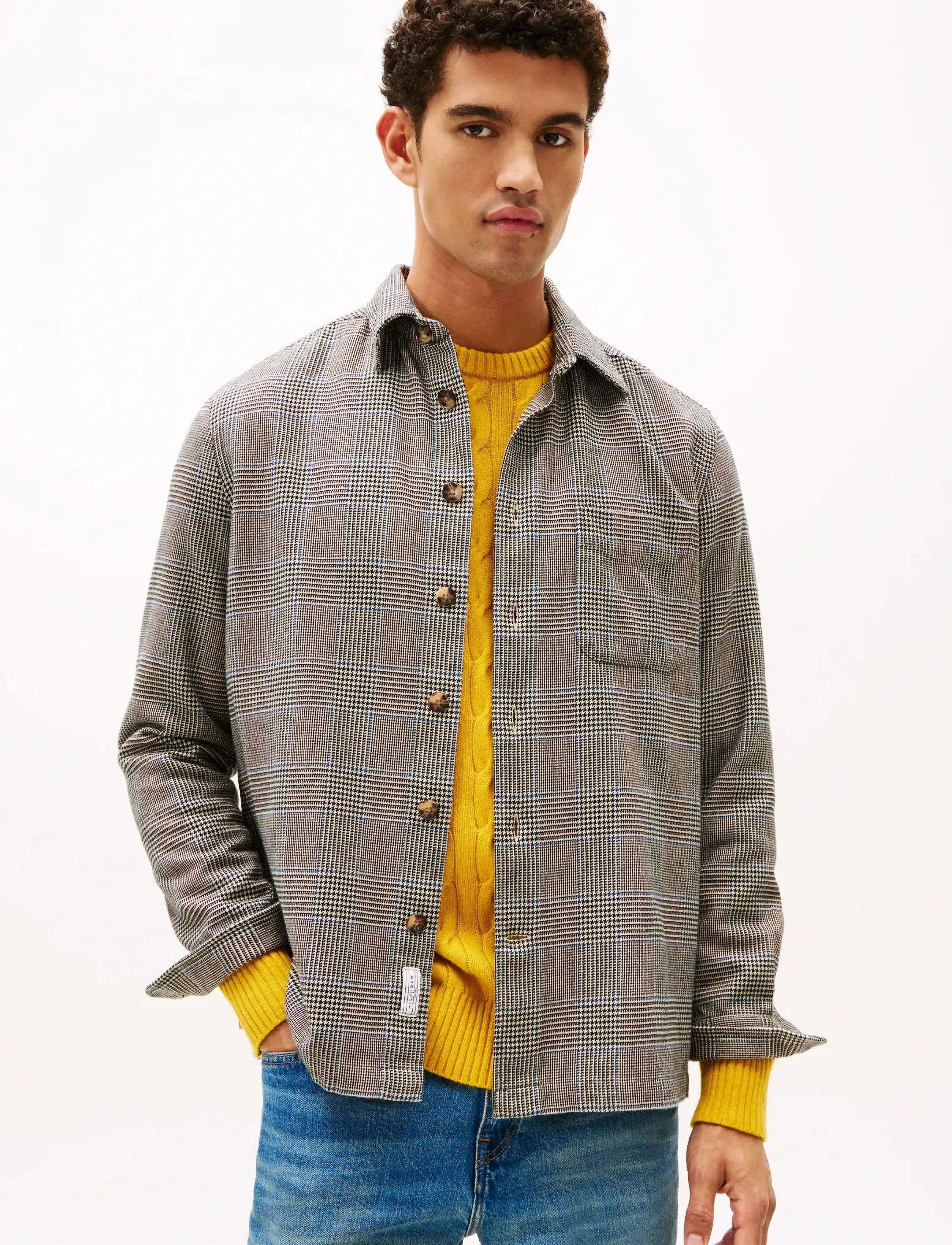 Tommy Hilfiger FLANNEL PRINCE OF WALES SHIRT - Flanellsärgid - DESERT SKY   CHECK / grey