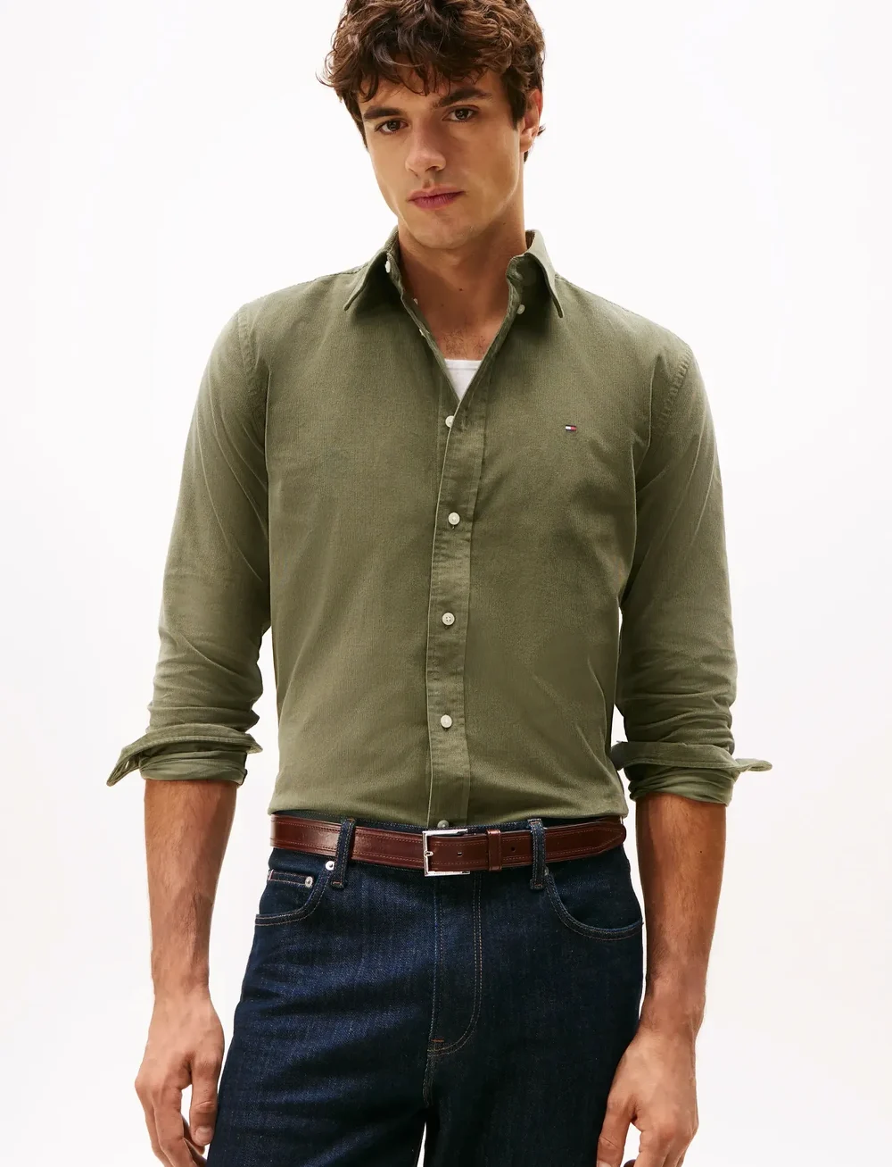 Tommy Hilfiger - SOLID CORDUROY RF SHIRT - fløjlsskjorter - battle green - 0