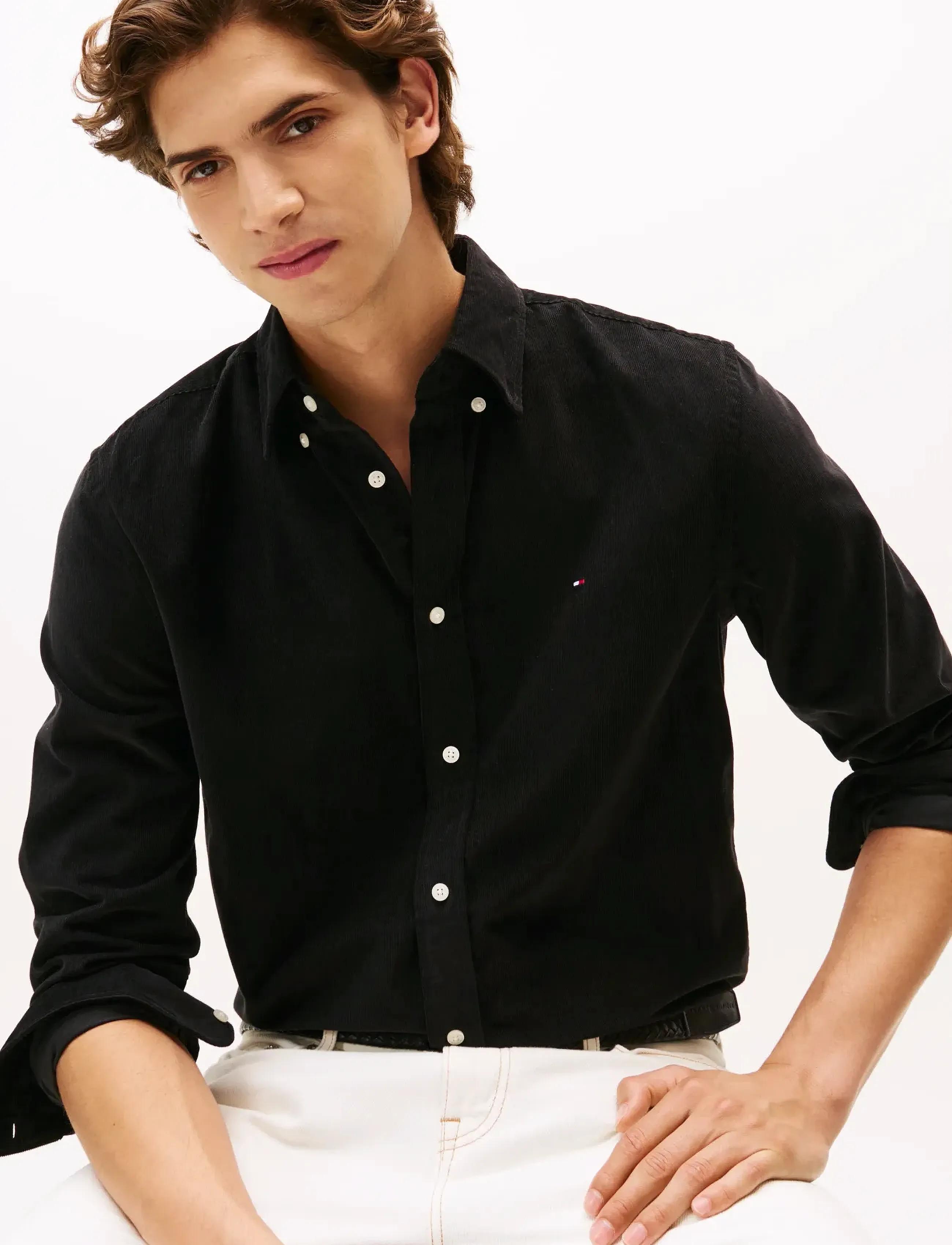 Tommy Hilfiger - SOLID CORDUROY RF SHIRT - flauelsskyrtur - black - 4