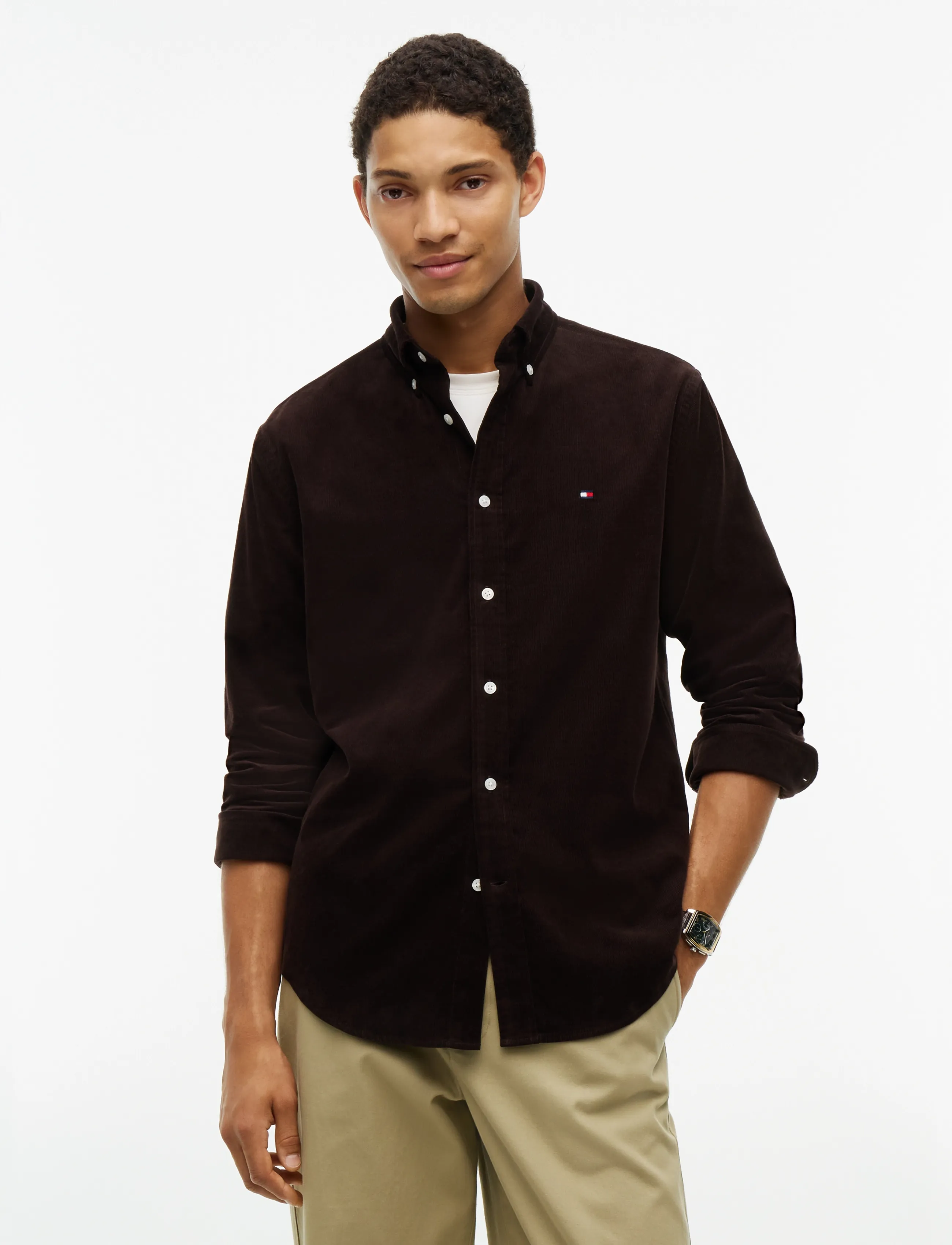 Tommy Hilfiger SOLID CORDUROY RF SHIRT - Tommy Hilfiger - CHOCOLATE / brown