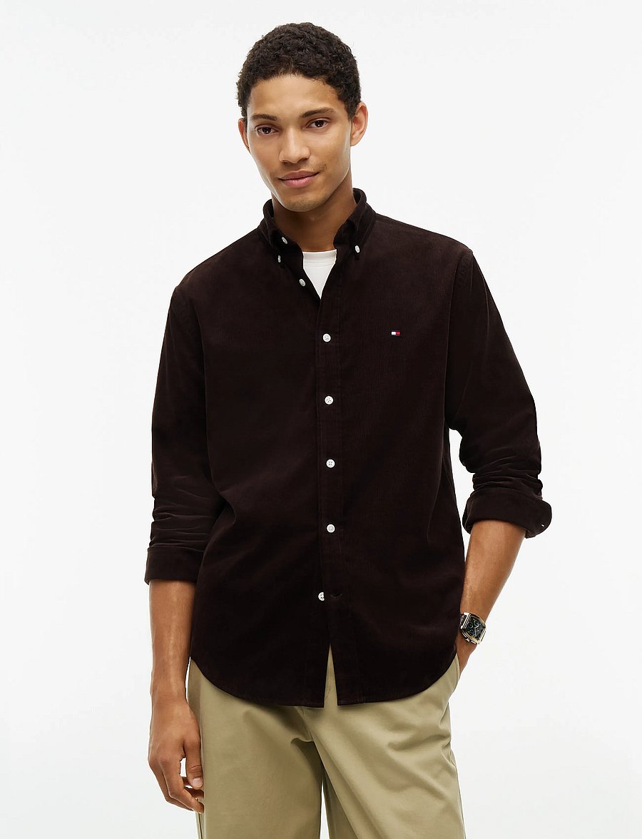 Tommy Hilfiger - SOLID CORDUROY RF SHIRT - freizeithemden - chocolate - 0
