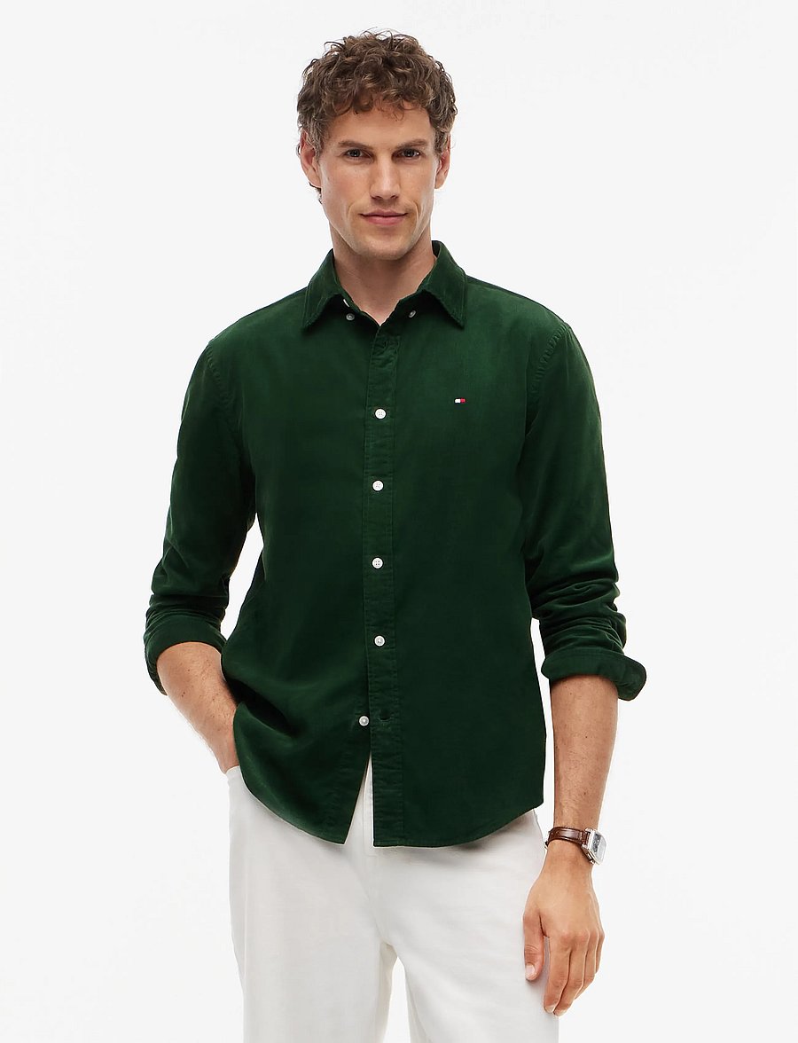 Tommy Hilfiger - SOLID CORDUROY RF SHIRT - freizeithemden - country green - 0