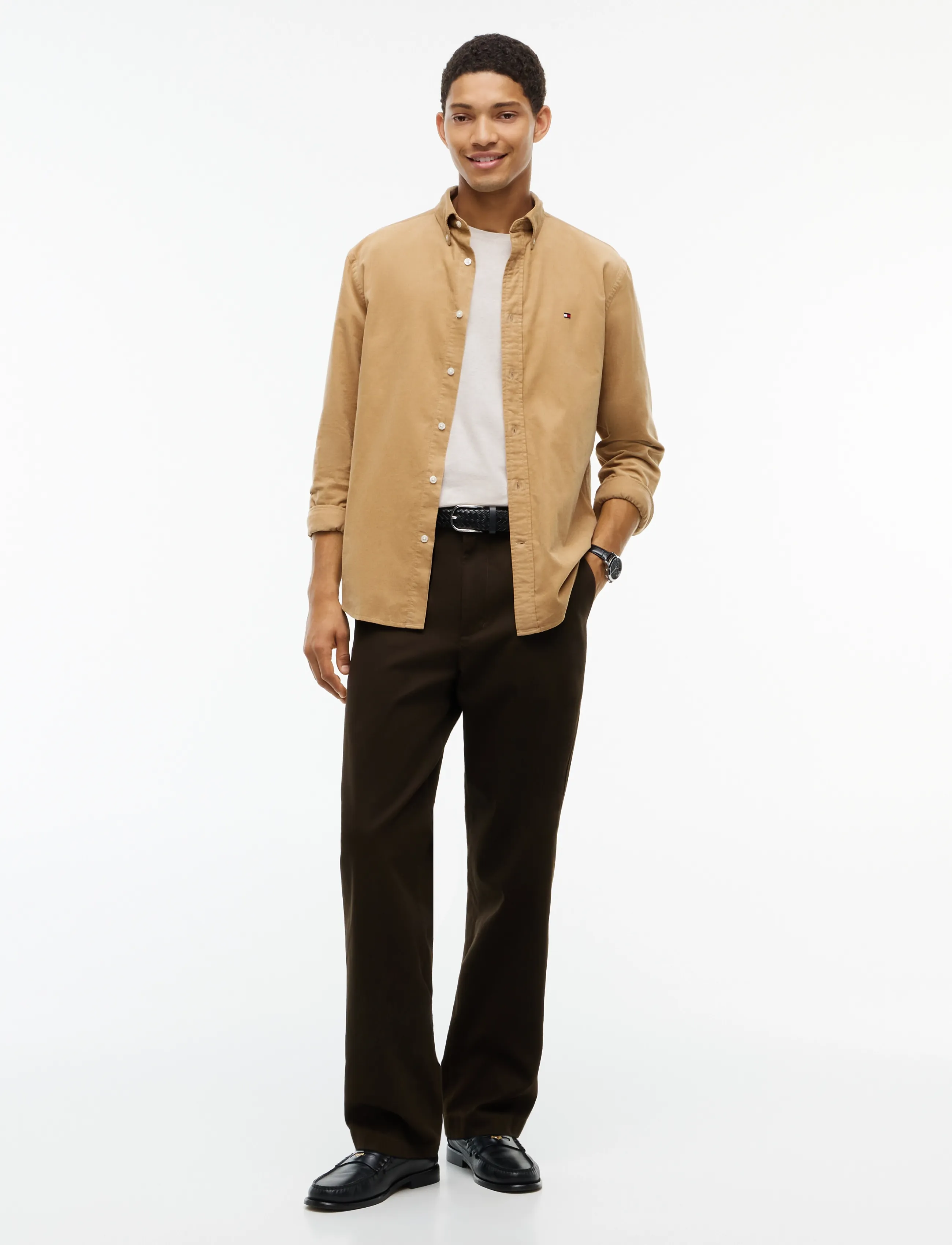 Tommy Hilfiger - SOLID CORDUROY RF SHIRT - vabaajasärgid - desert - 4