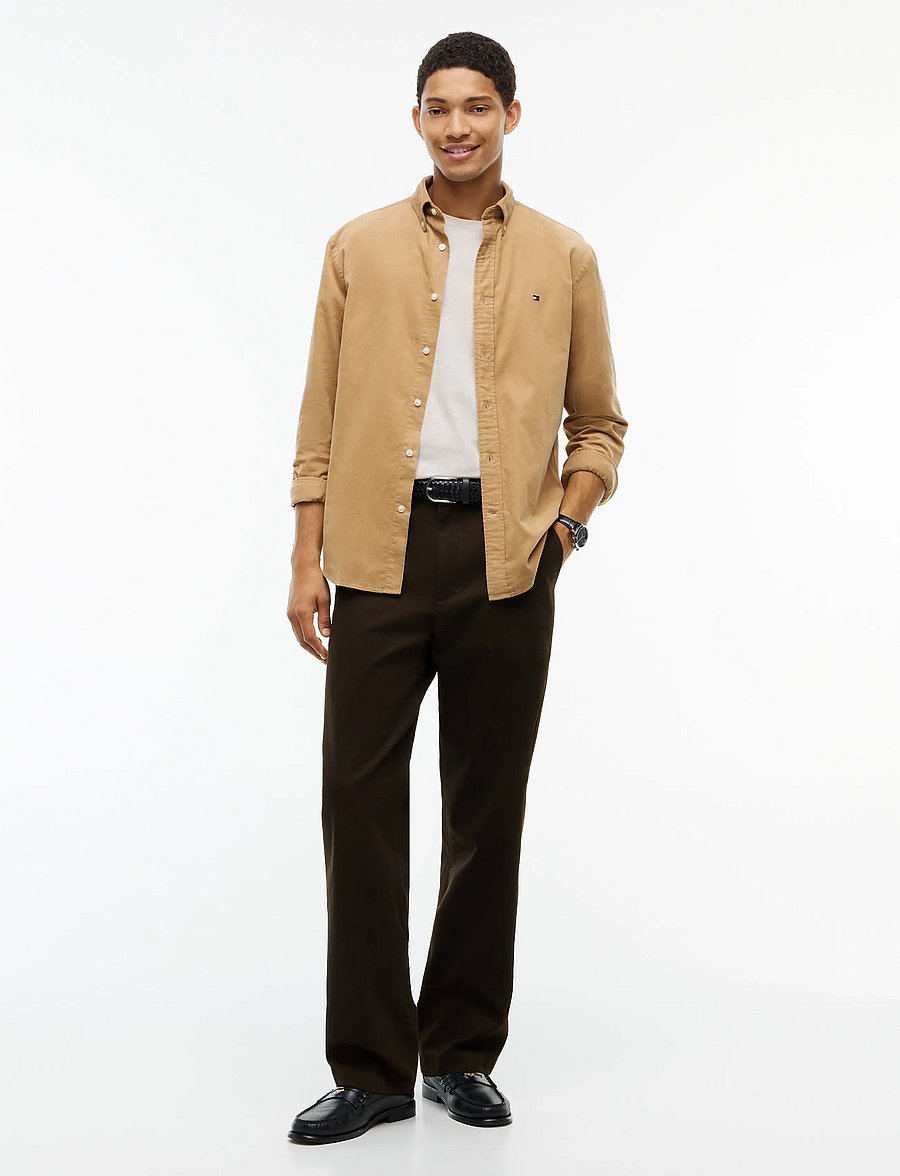 Tommy Hilfiger - SOLID CORDUROY RF SHIRT - vabaajasärgid - desert - 4