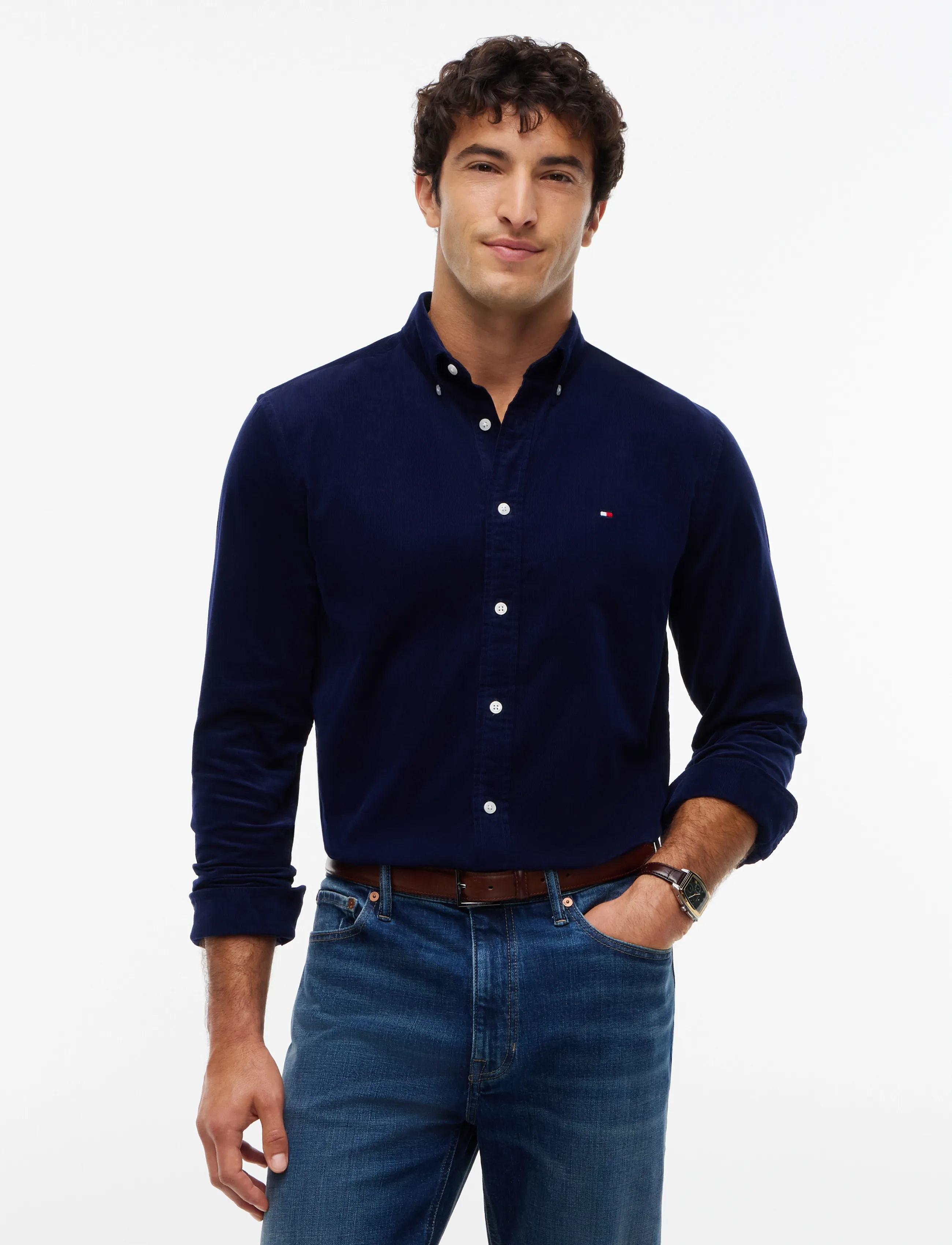 Tommy Hilfiger SOLID CORDUROY RF SHIRT - Vabaajasärgid - IMPERIAL NAVY / navy