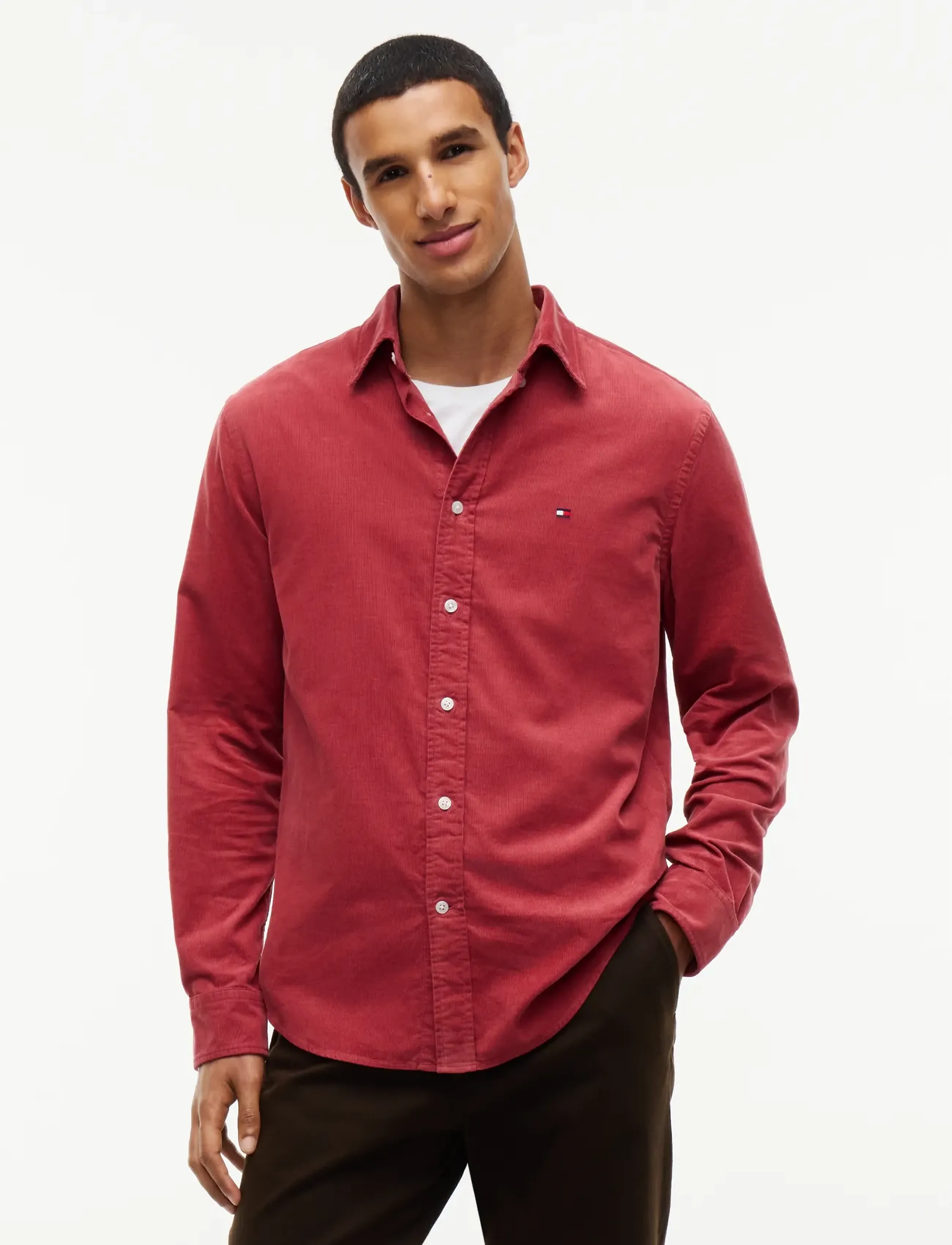 Tommy Hilfiger SOLID CORDUROY RF SHIRT - Kläder - NOBLE CHERRY / red