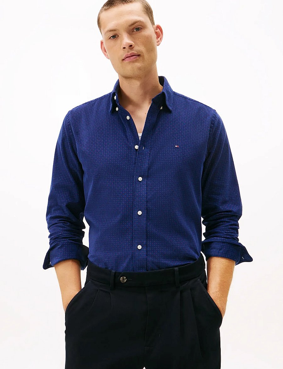 Tommy Hilfiger - CORDUROY PRINTED SHIRT - corduroy shirts - preppy navy allover - 0
